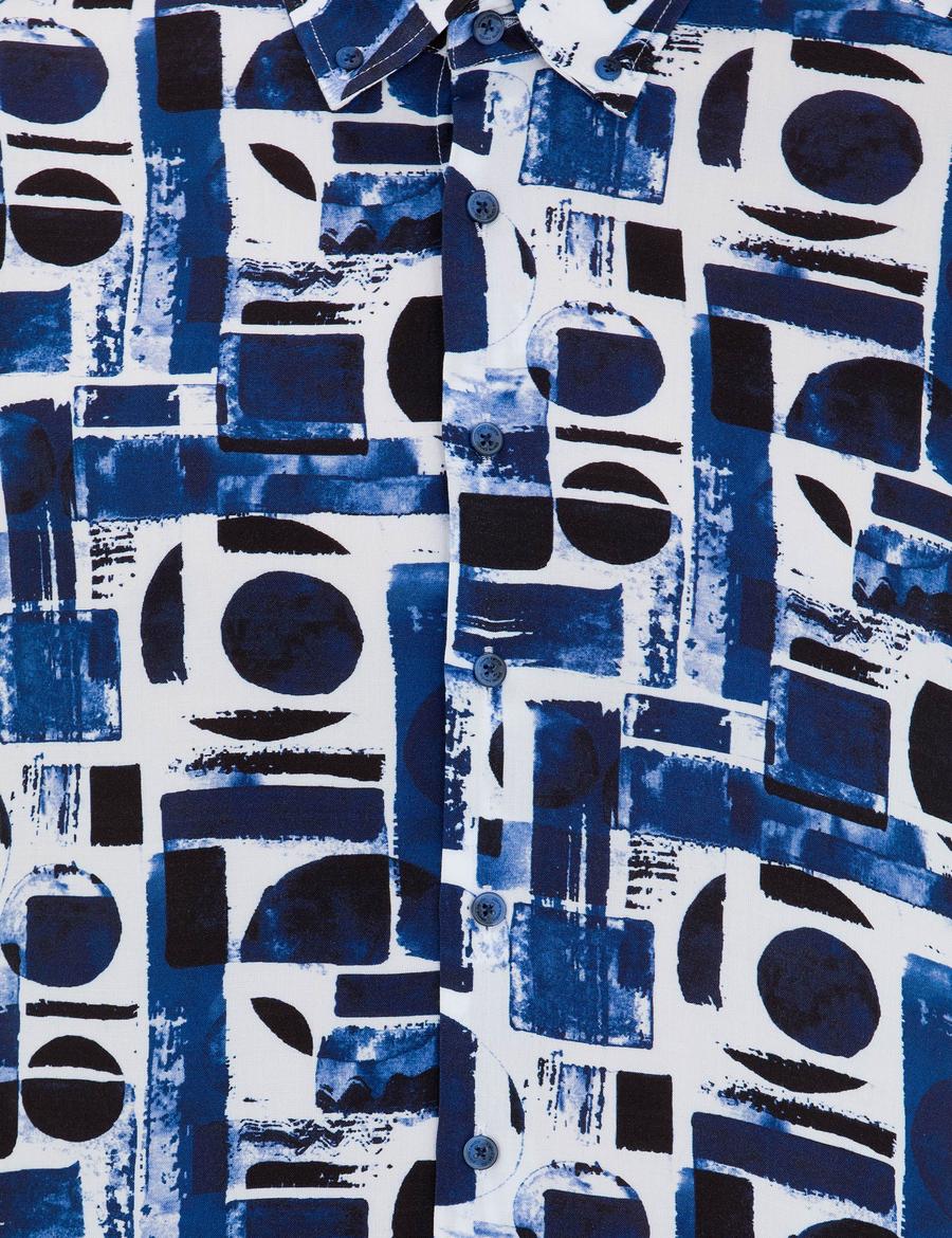 Lacivert Regular Fit Kısa Kollu Gömlek