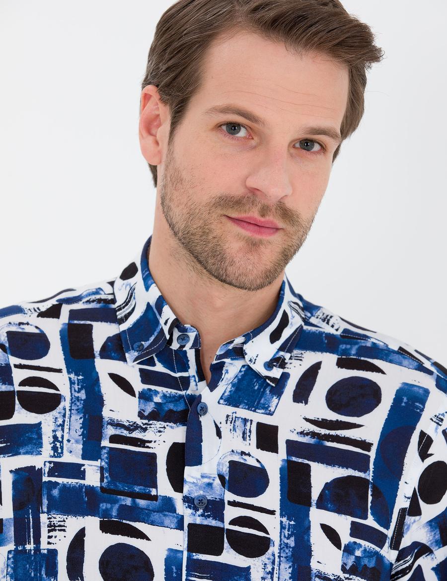 Lacivert Regular Fit Kısa Kollu Gömlek