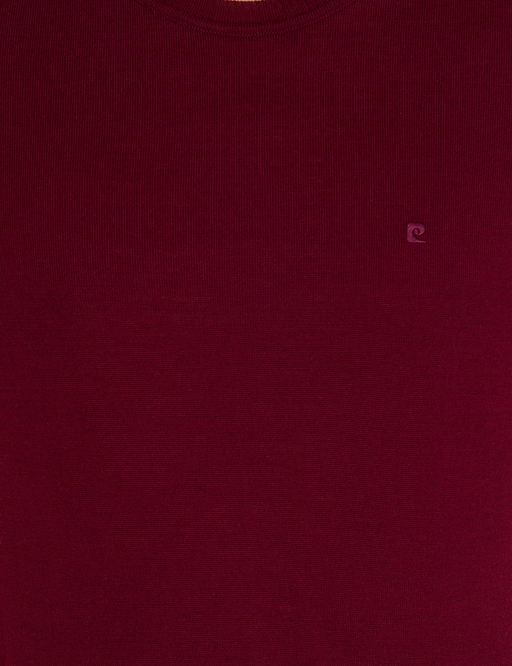 Pierre Cardin Kırmızı Slim Fit Bisiklet Yaka Yün Karışımlı Basic Triko Kazak görsel 6