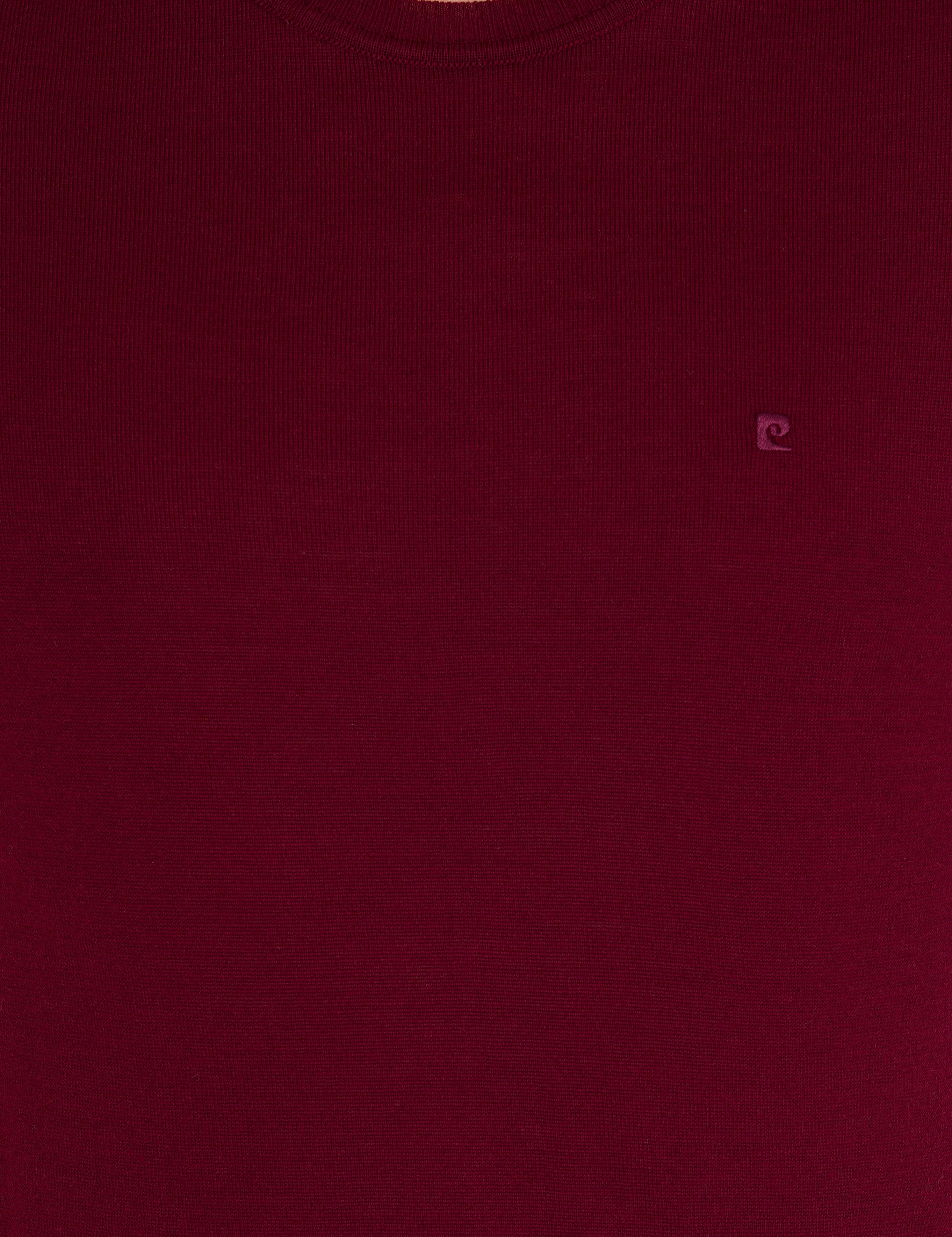 Kırmızı Slim Fit Bisiklet Yaka Yün Karışımlı Basic Triko Kazak