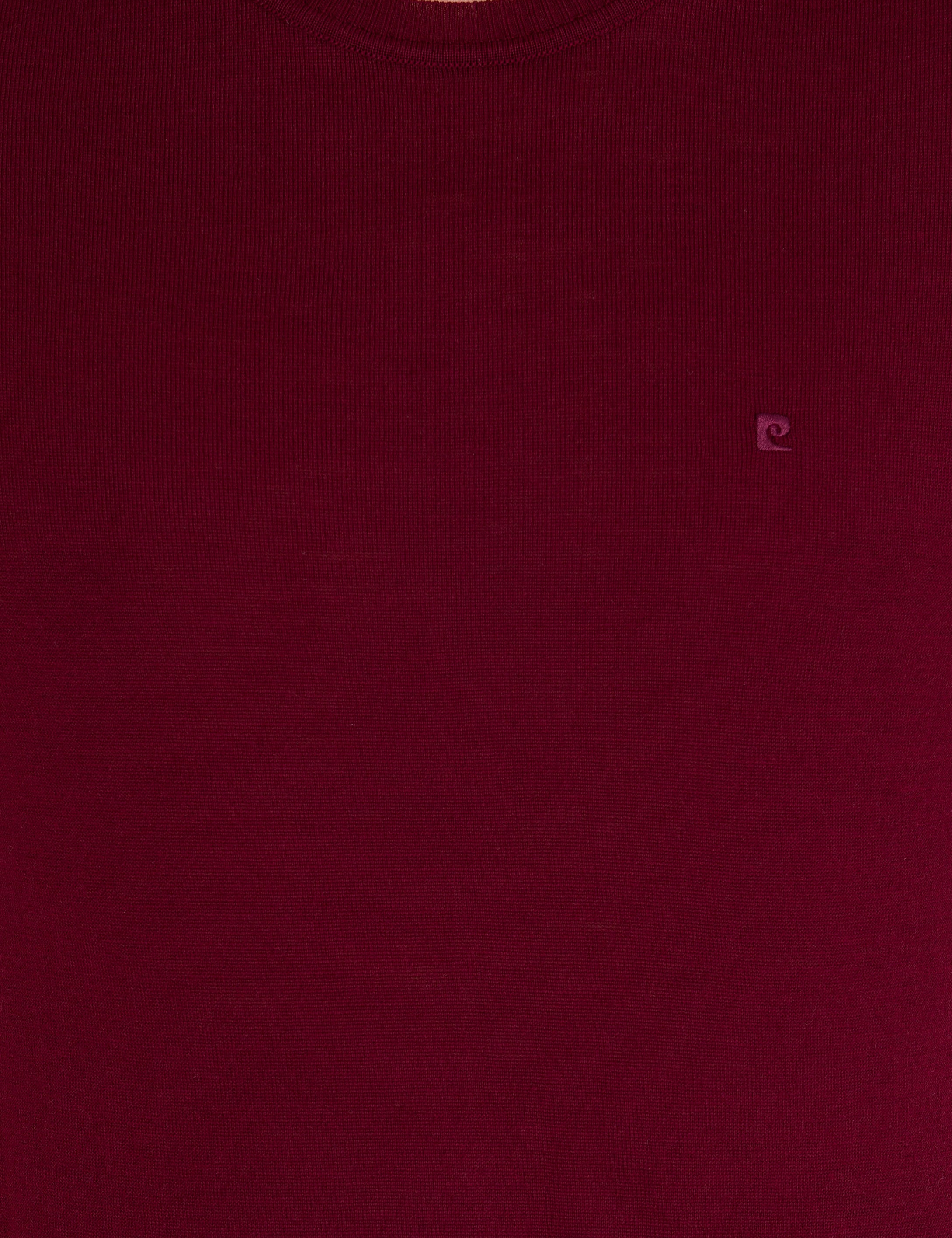 Kırmızı Slim Fit Bisiklet Yaka Yün Karışımlı Basic Triko Kazak