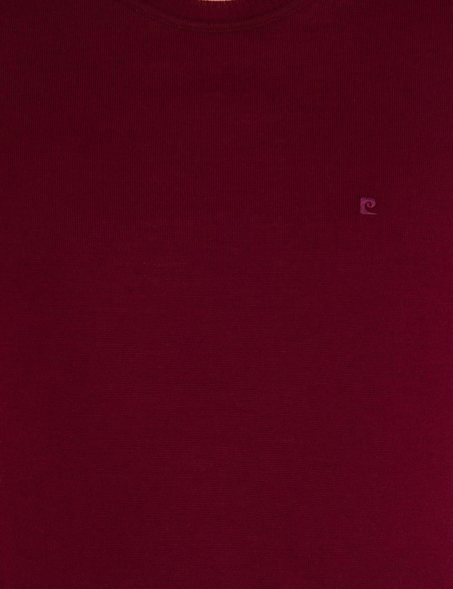 Kırmızı Slim Fit Bisiklet Yaka Yün Karışımlı Basic Triko Kazak