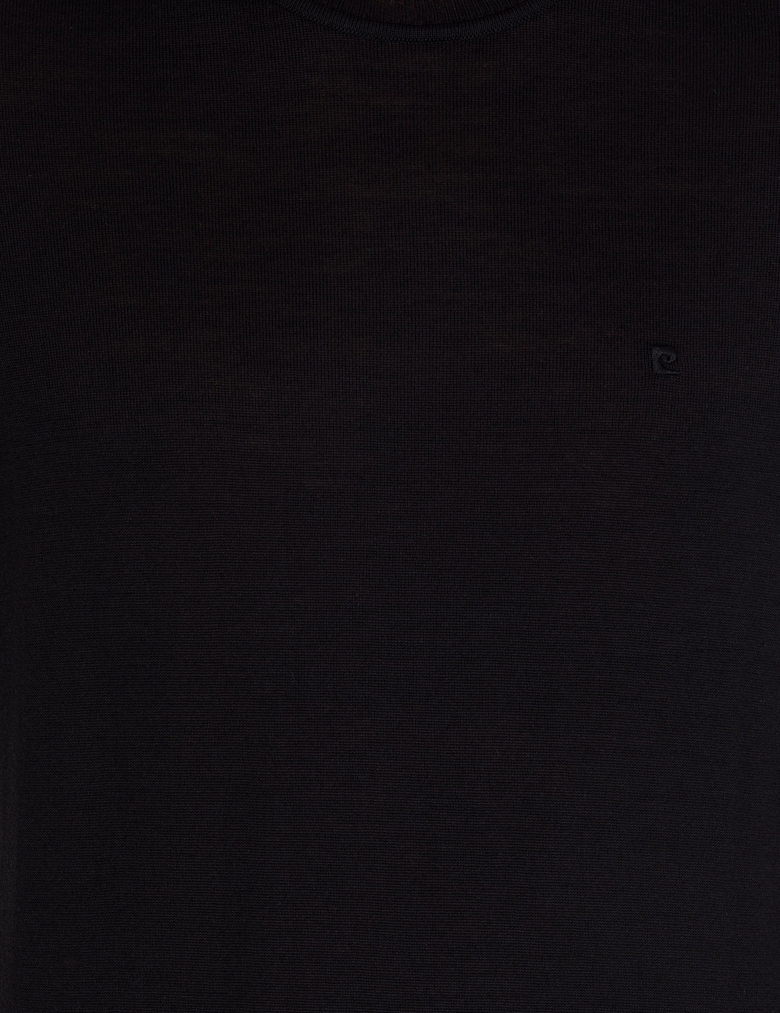 Siyah Slim Fit Bisiklet Yaka Yün Karışımlı Basic Triko Kazak