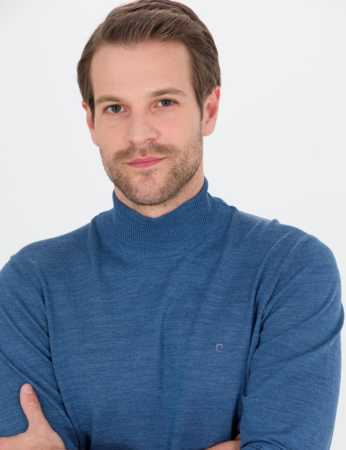 Mavi Slim Fit Yarım Balıkçı Yaka Yün Karışımlı Basic Triko Kazak - 50257313029