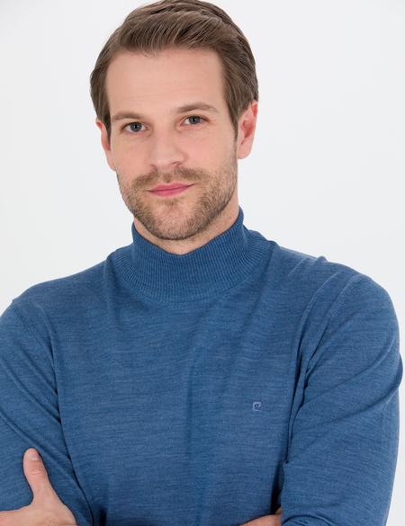 Mavi Slim Fit Yarım Balıkçı Yaka Yün Karışımlı Basic Triko Kazak - 50257313029