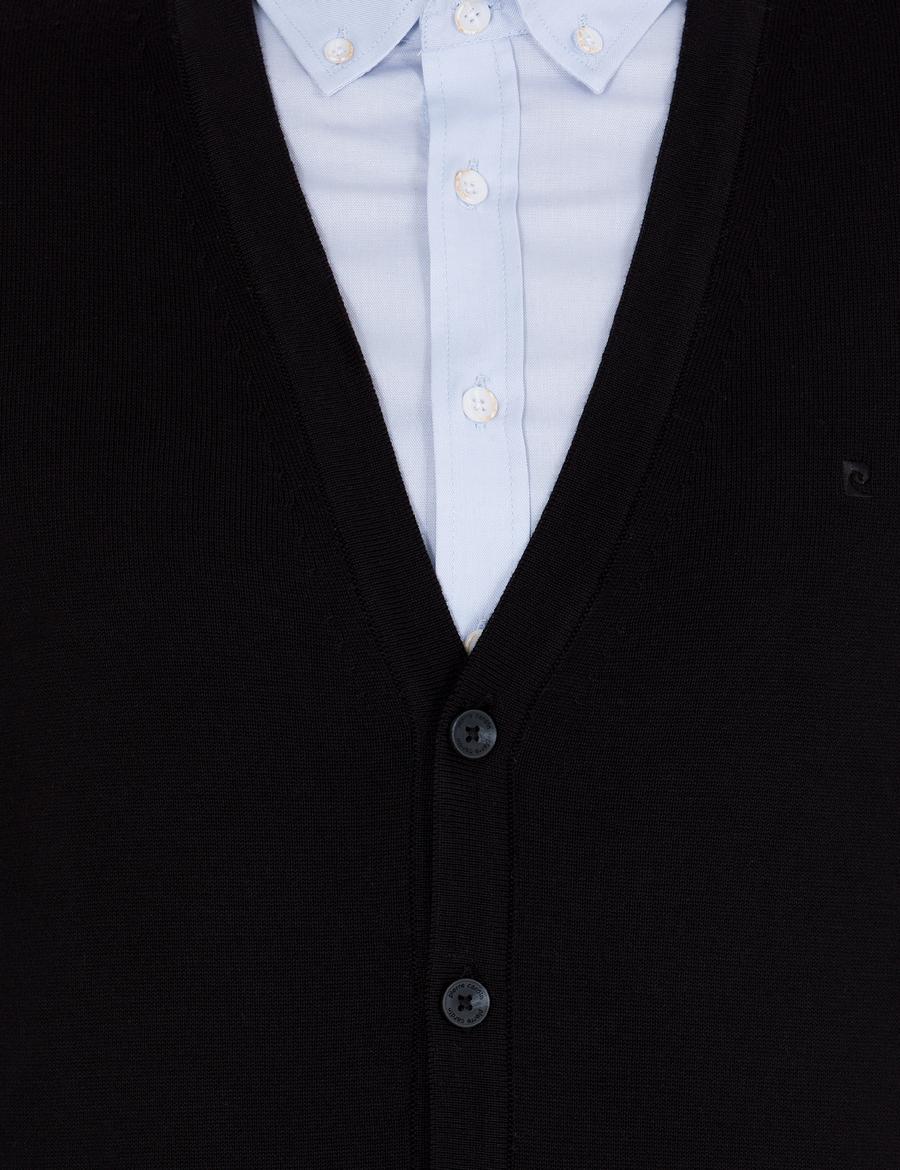 Siyah Slim Fit Basic Düğmeli Triko Hırka