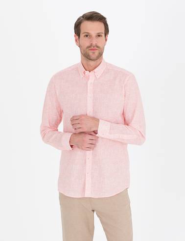 Pembe Regular Fit Uzun Kollu Gömlek