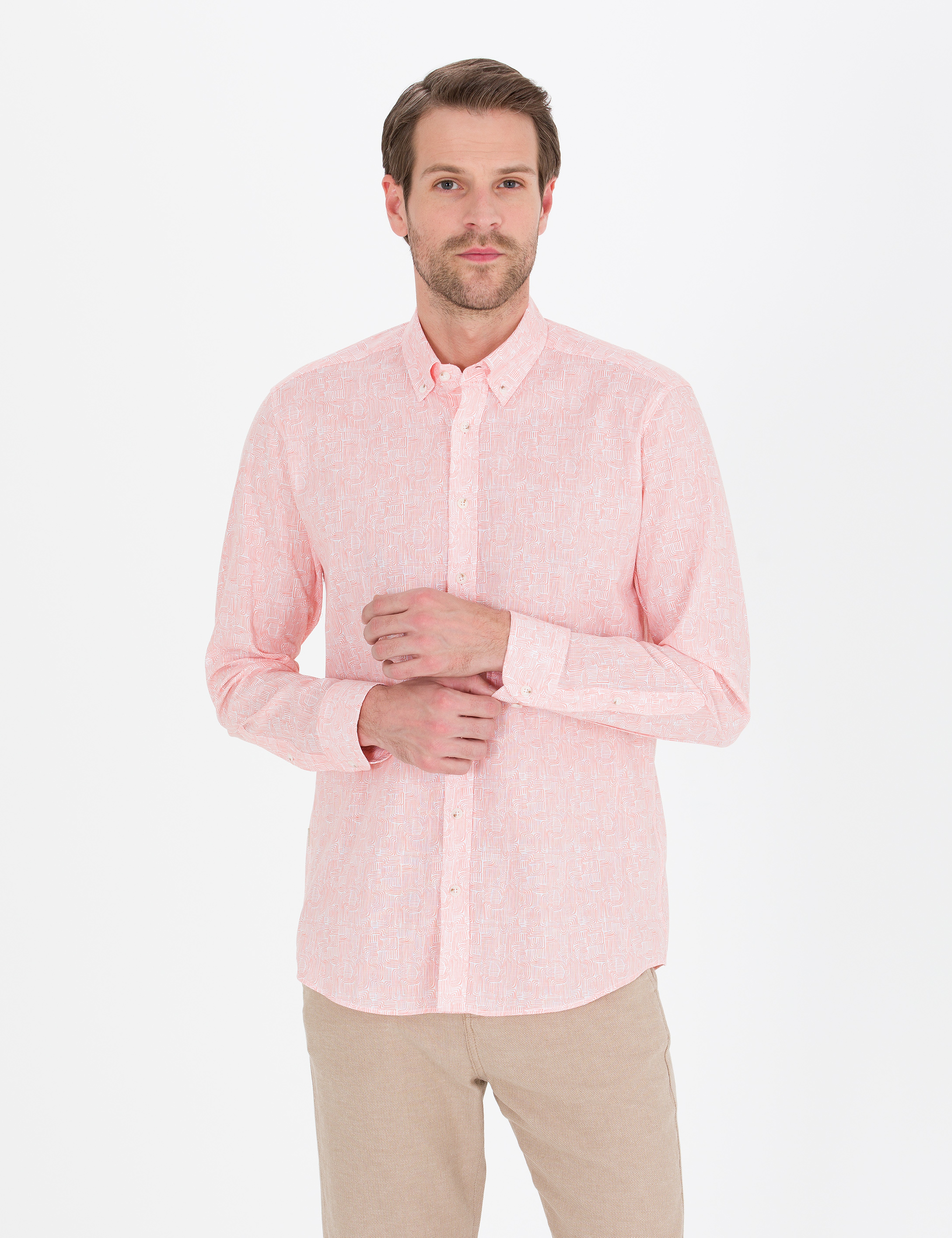 Pembe Regular Fit Uzun Kollu Gömlek