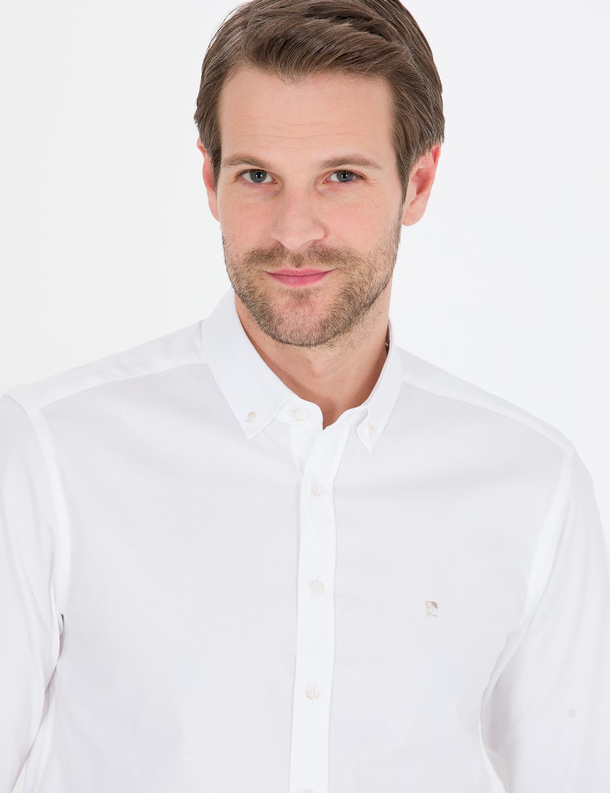 Beyaz Slim Fit Uzun Kollu Gömlek