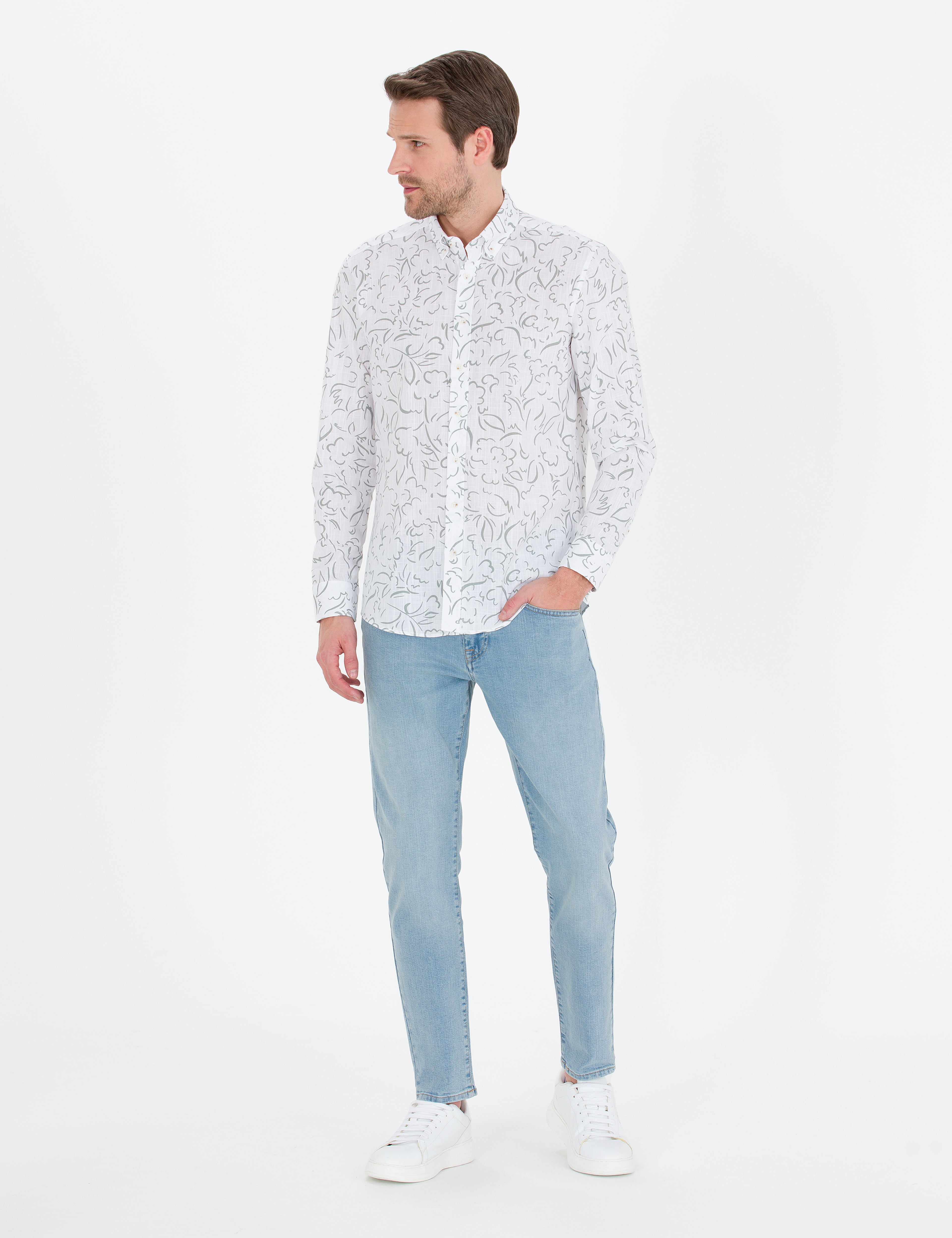 Haki Regular Fit Uzun Kollu Gömlek
