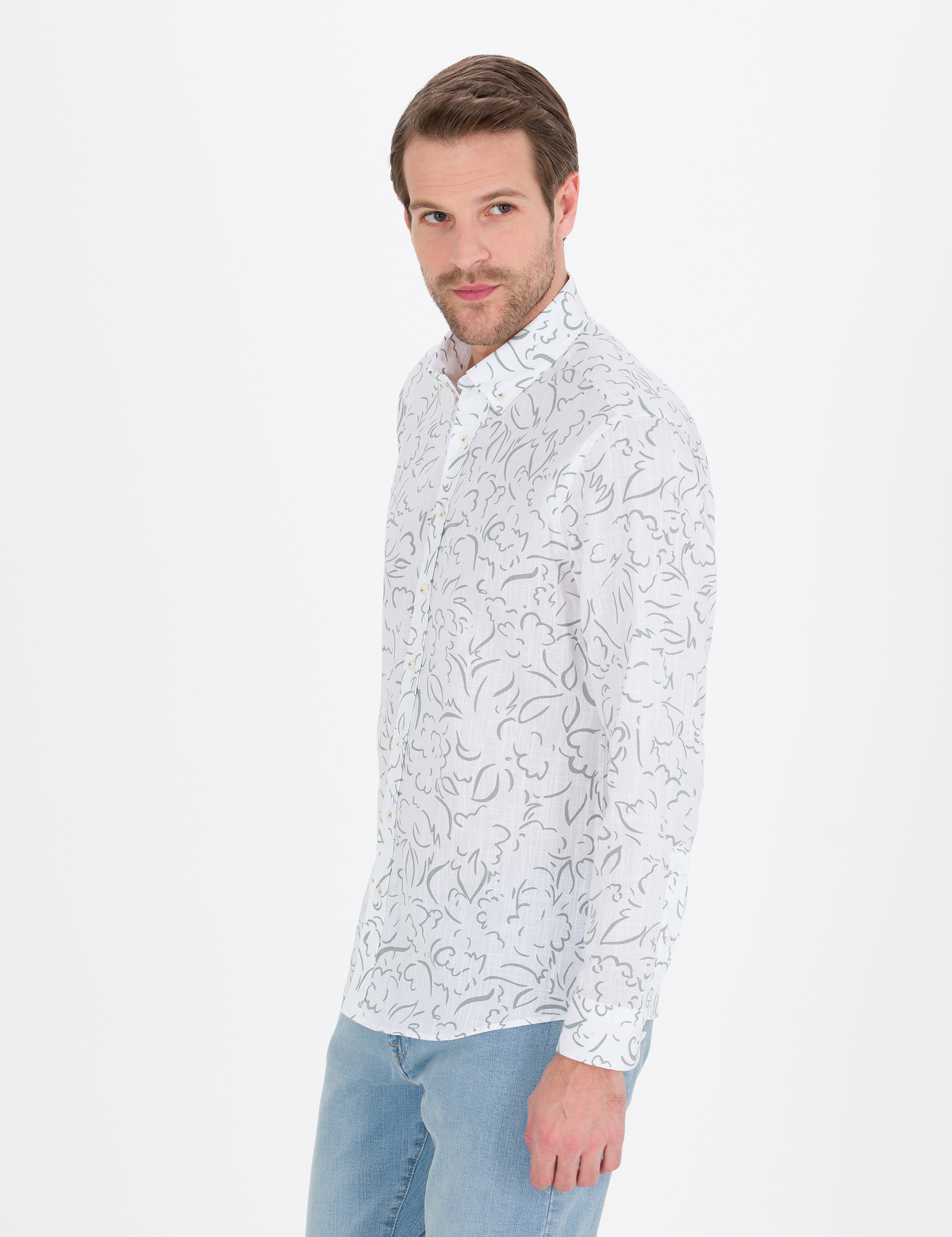 Haki Regular Fit Uzun Kollu Gömlek - Image 3