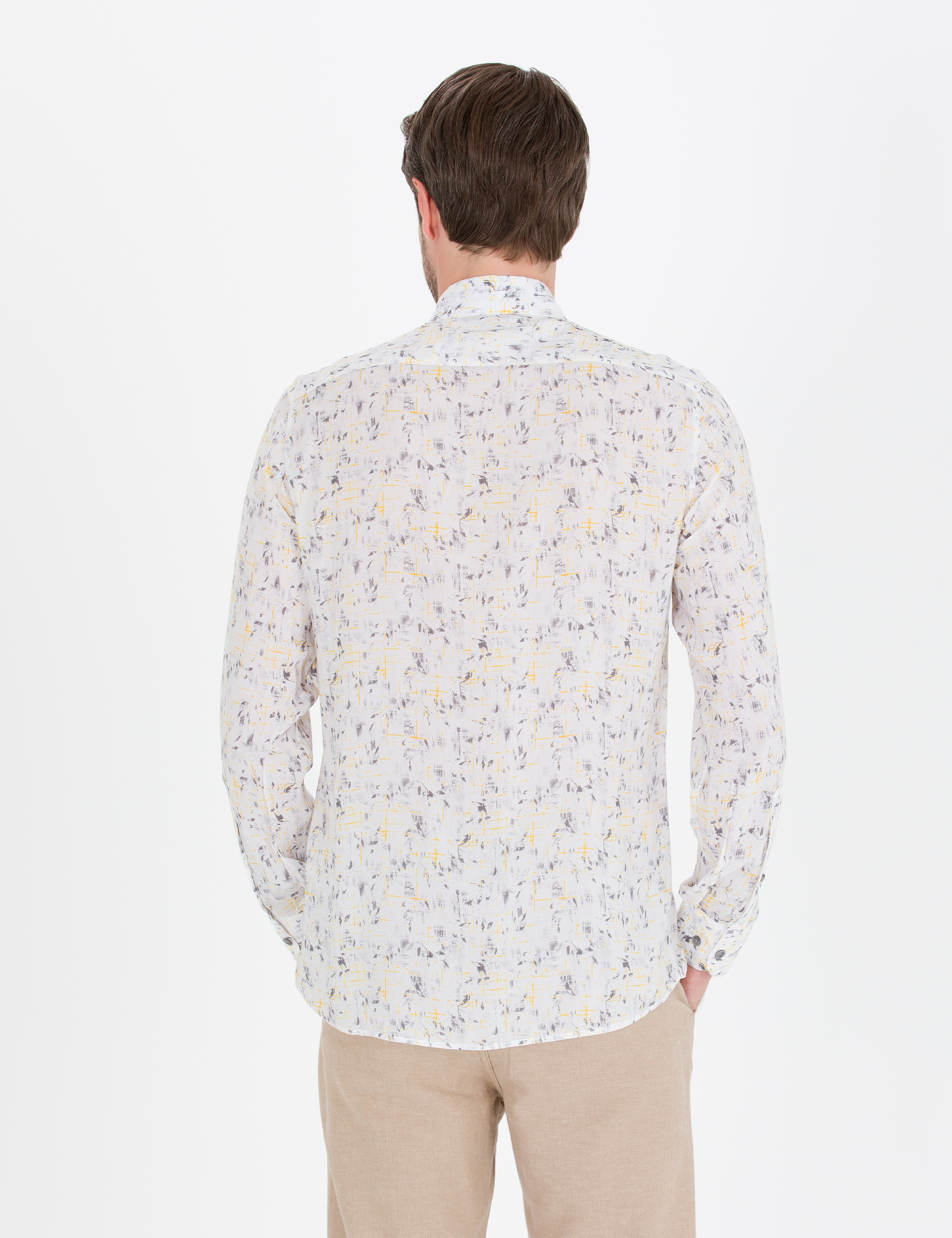 Gri Slim Fit Uzun Kollu Gömlek