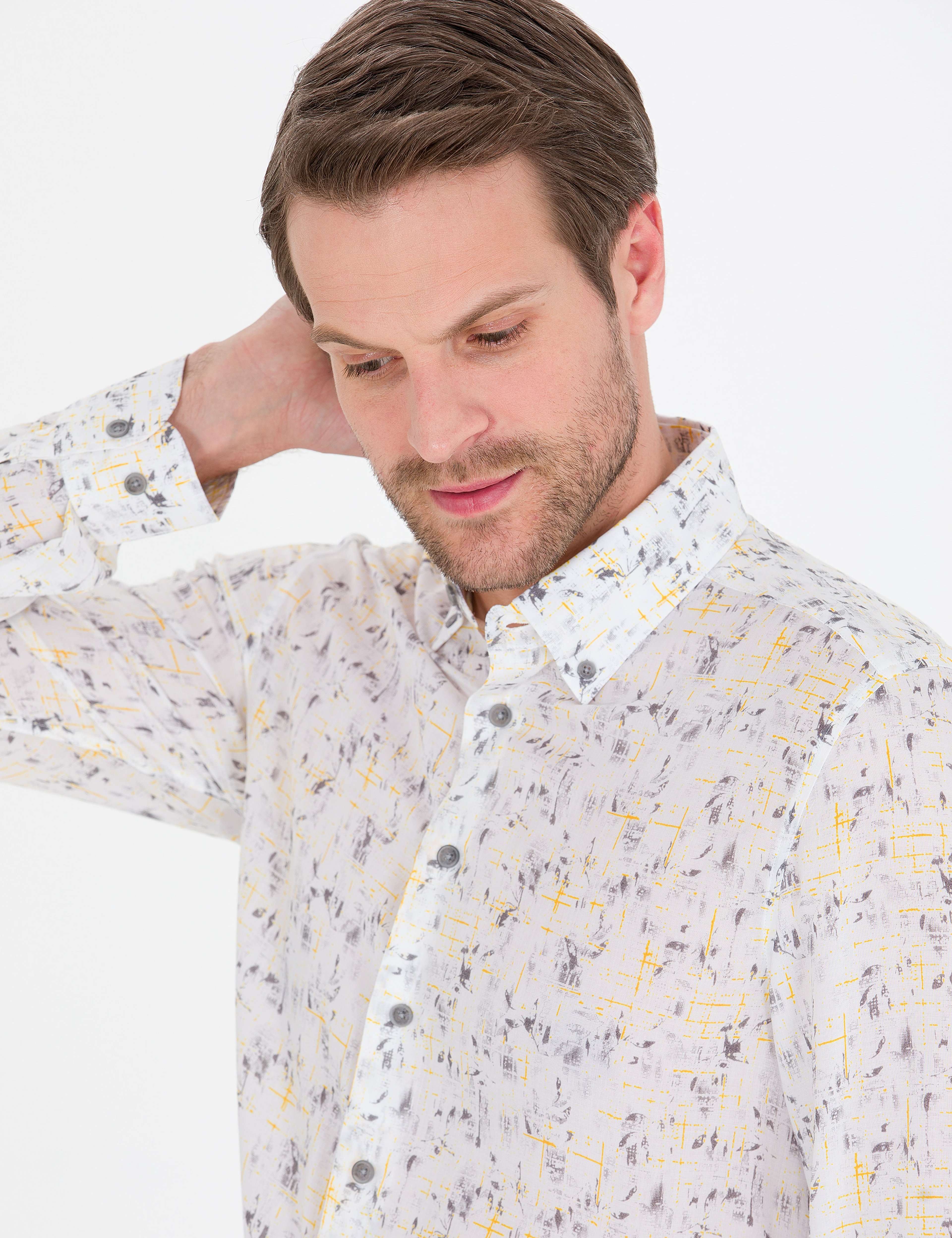 Gri Slim Fit Uzun Kollu Gömlek - Image 2