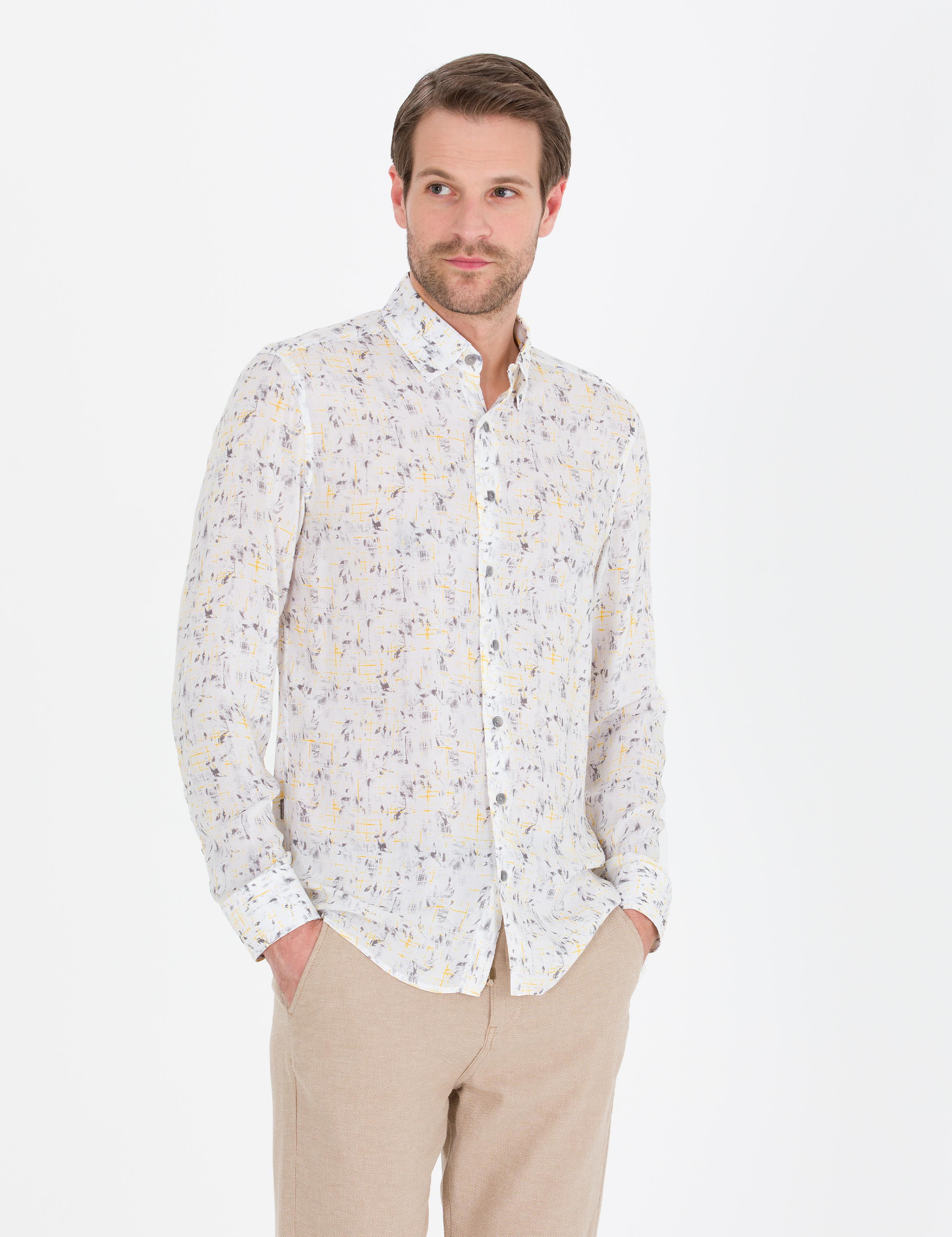 Gri Slim Fit Uzun Kollu Gömlek