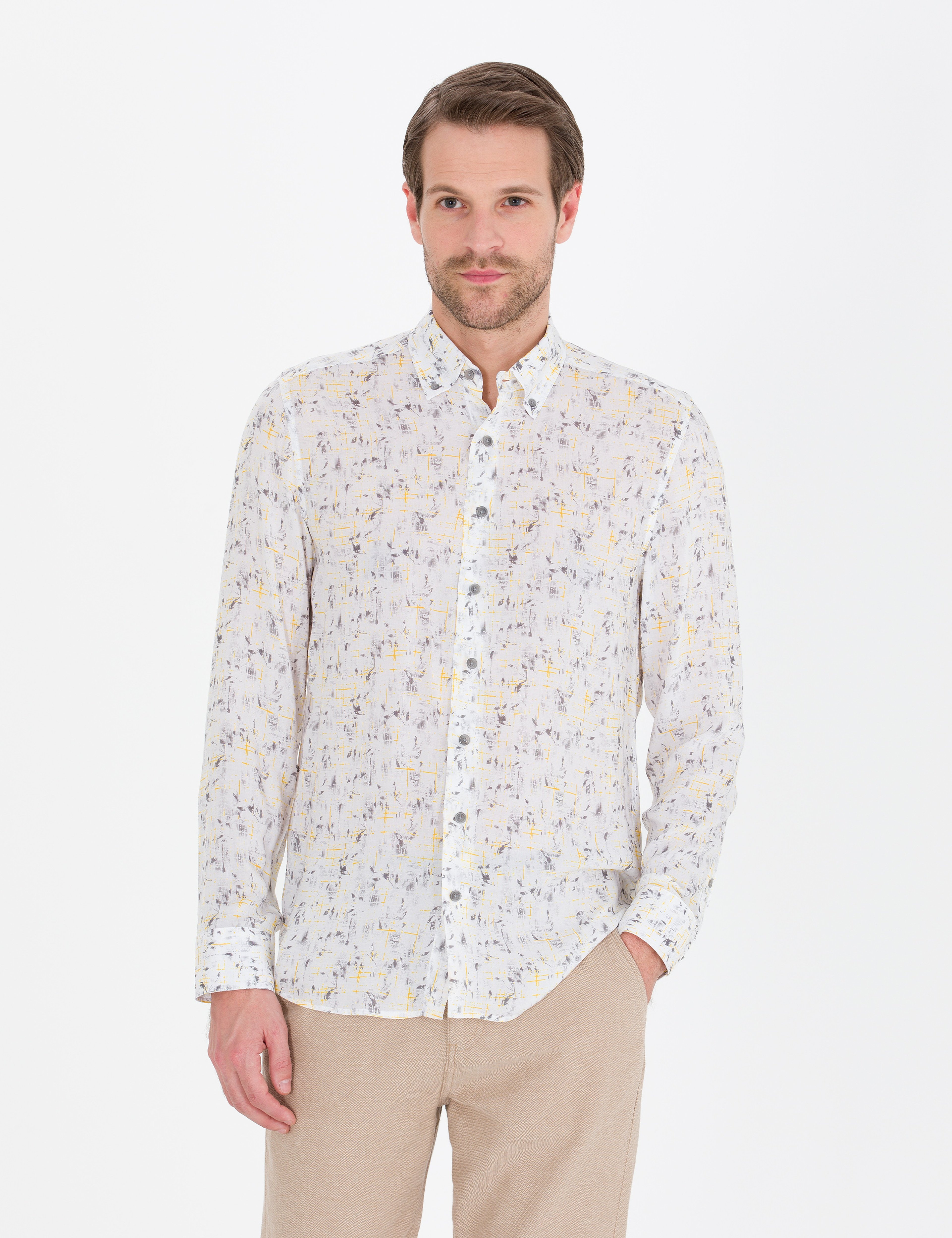 Gri Slim Fit Uzun Kollu Gömlek - Image 3