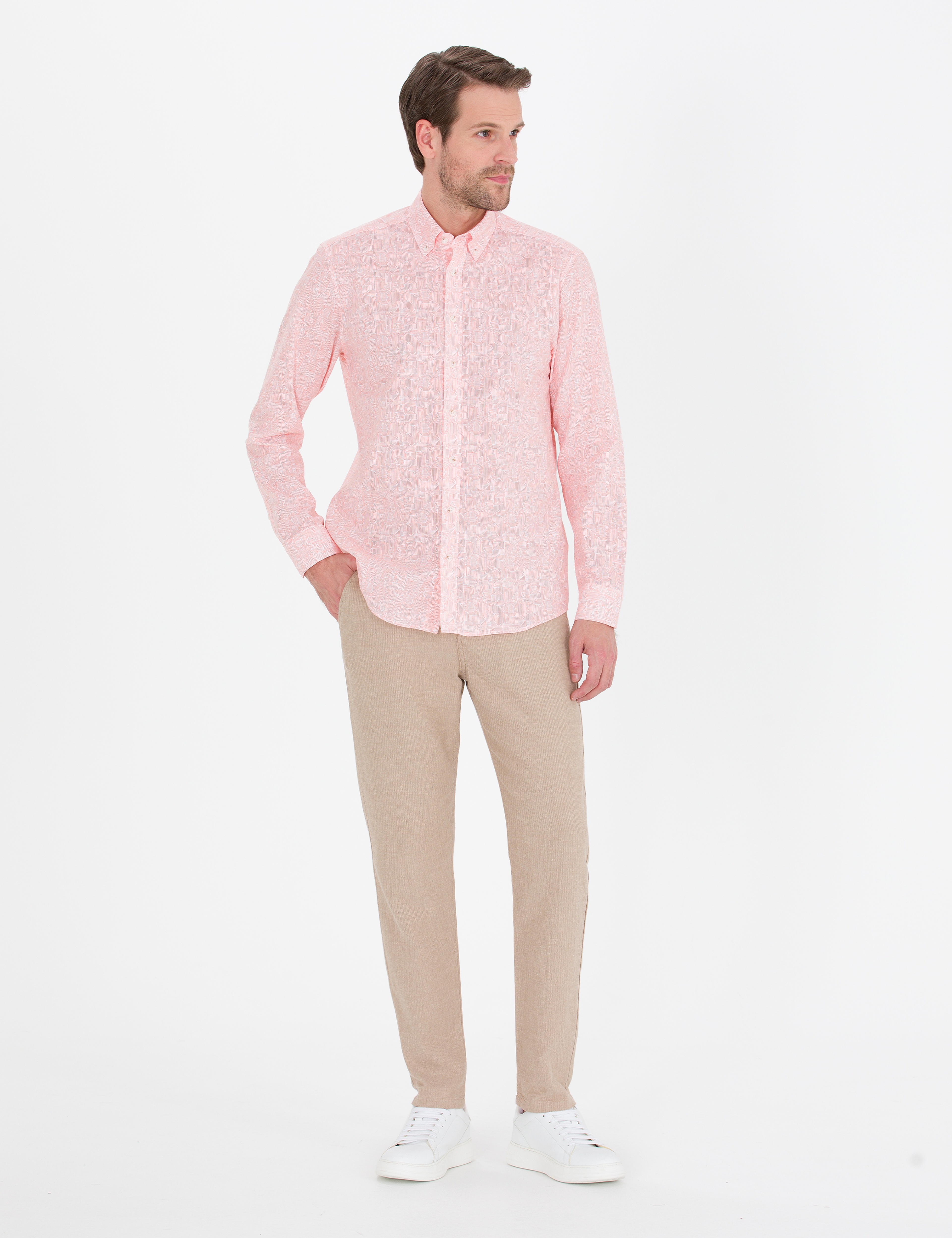 Pembe Regular Fit Uzun Kollu Gömlek
