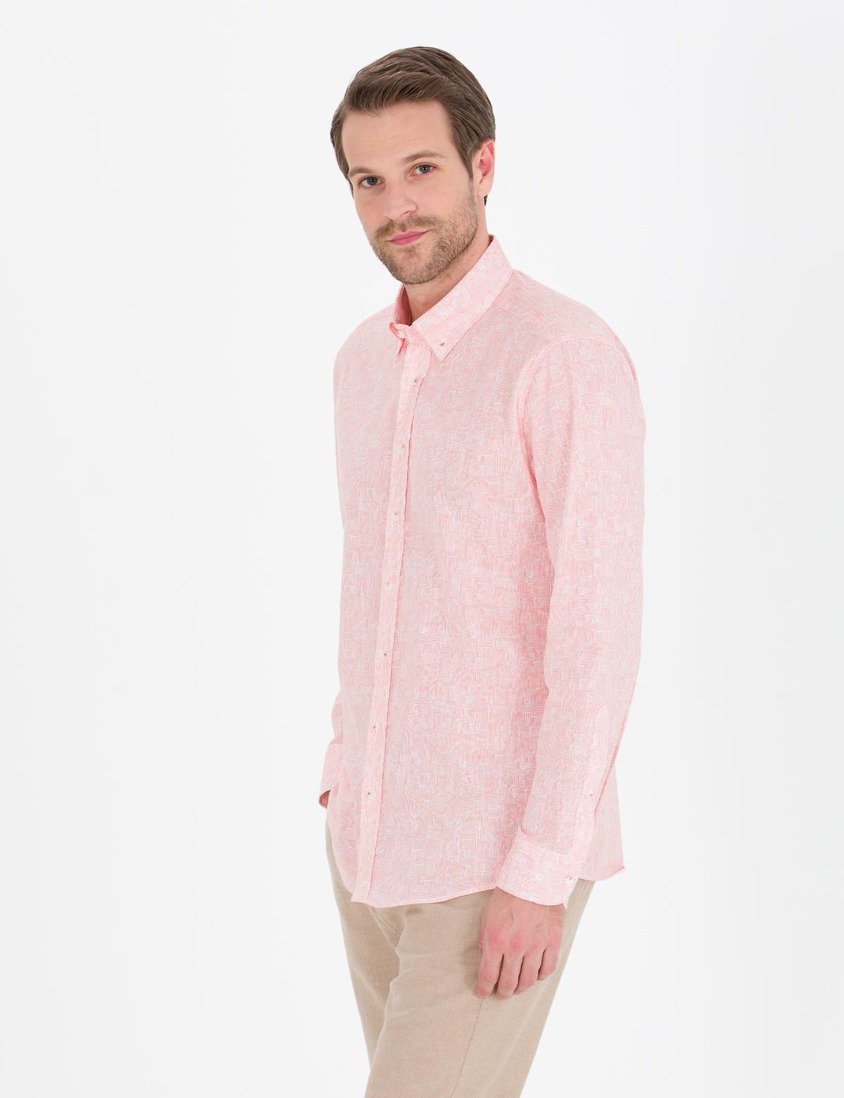 Pembe Regular Fit Uzun Kollu Gömlek