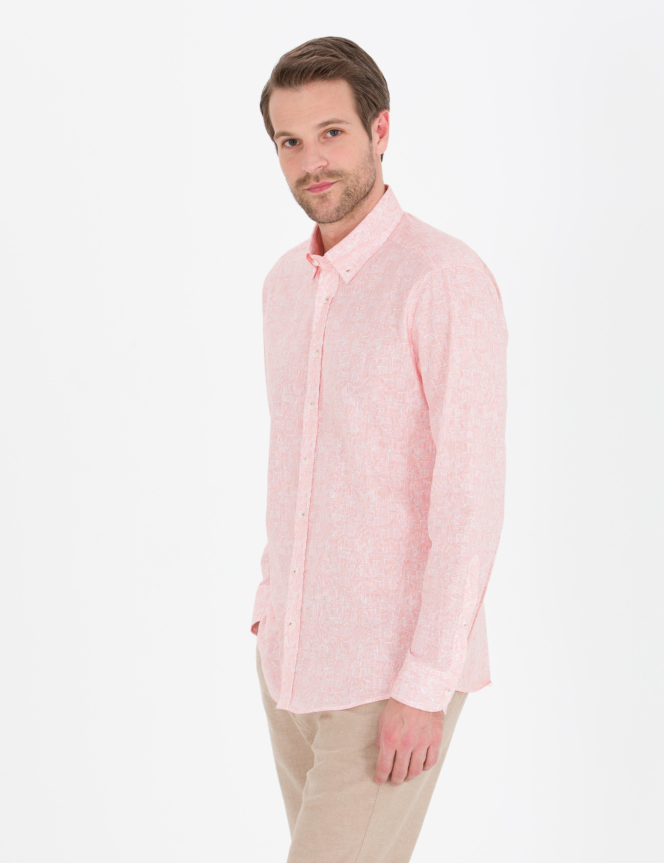 Pembe Regular Fit Uzun Kollu Gömlek