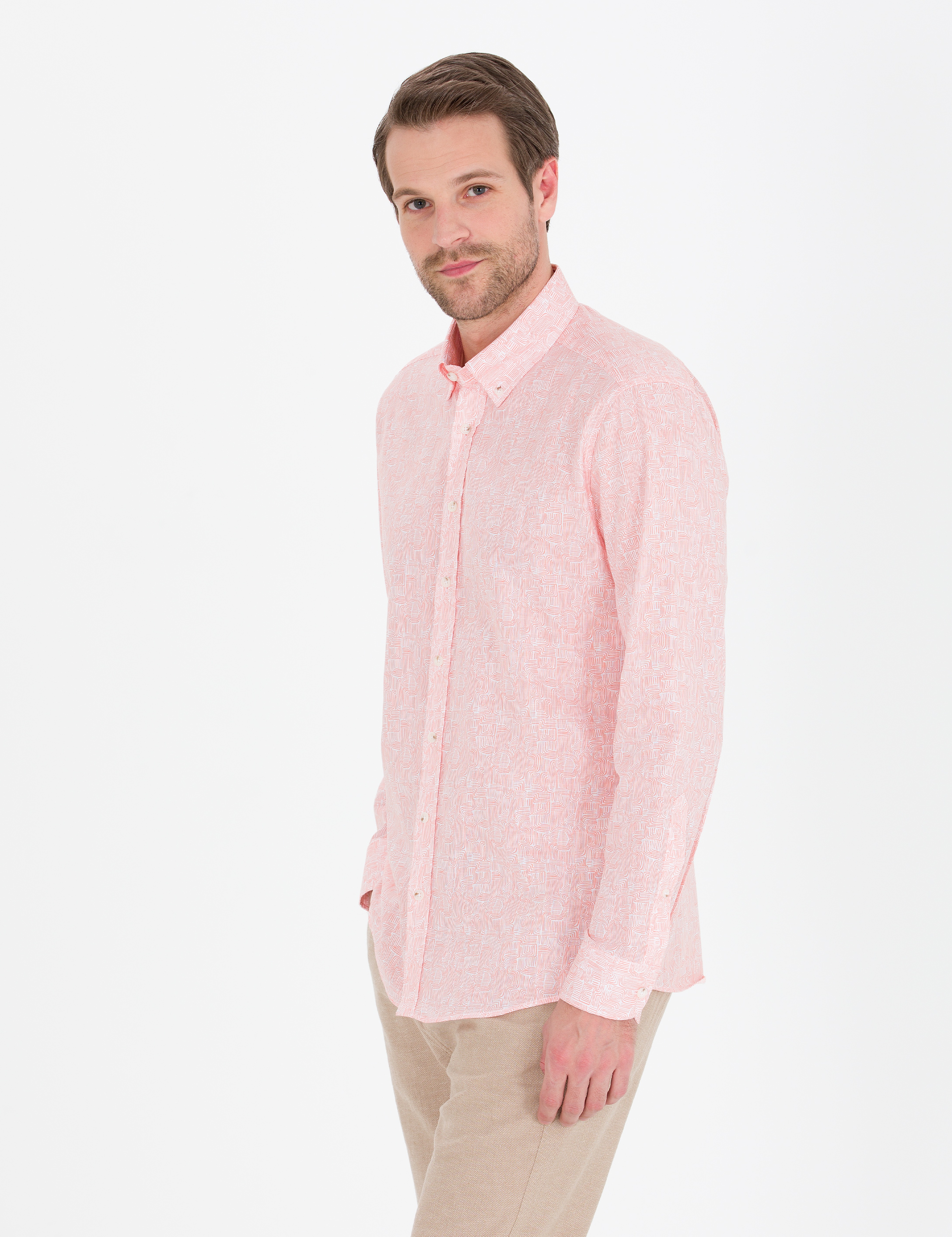 Pembe Regular Fit Uzun Kollu Gömlek - Image 1