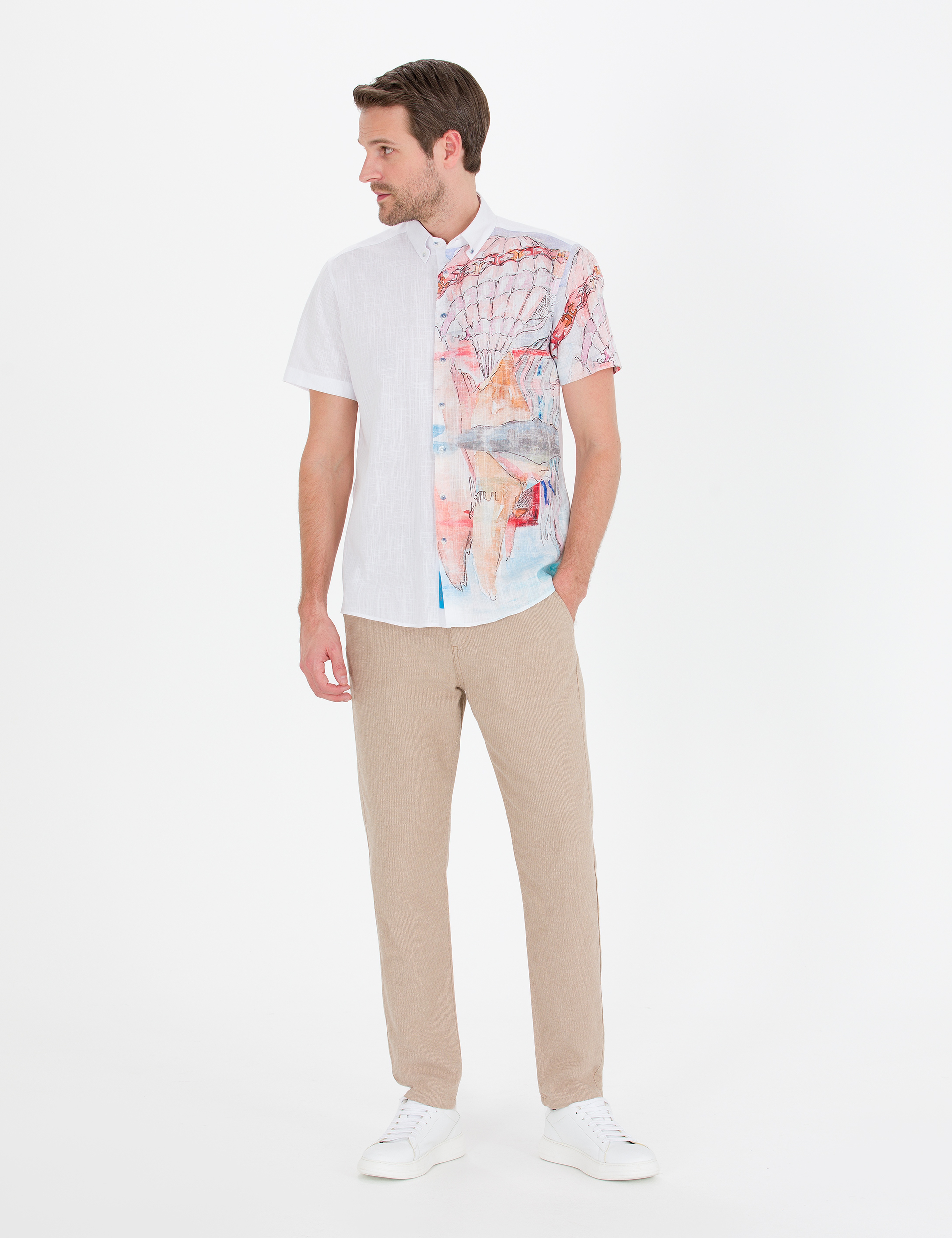 Pembe Regular Fit Kısa Kollu Gömlek - Image 4