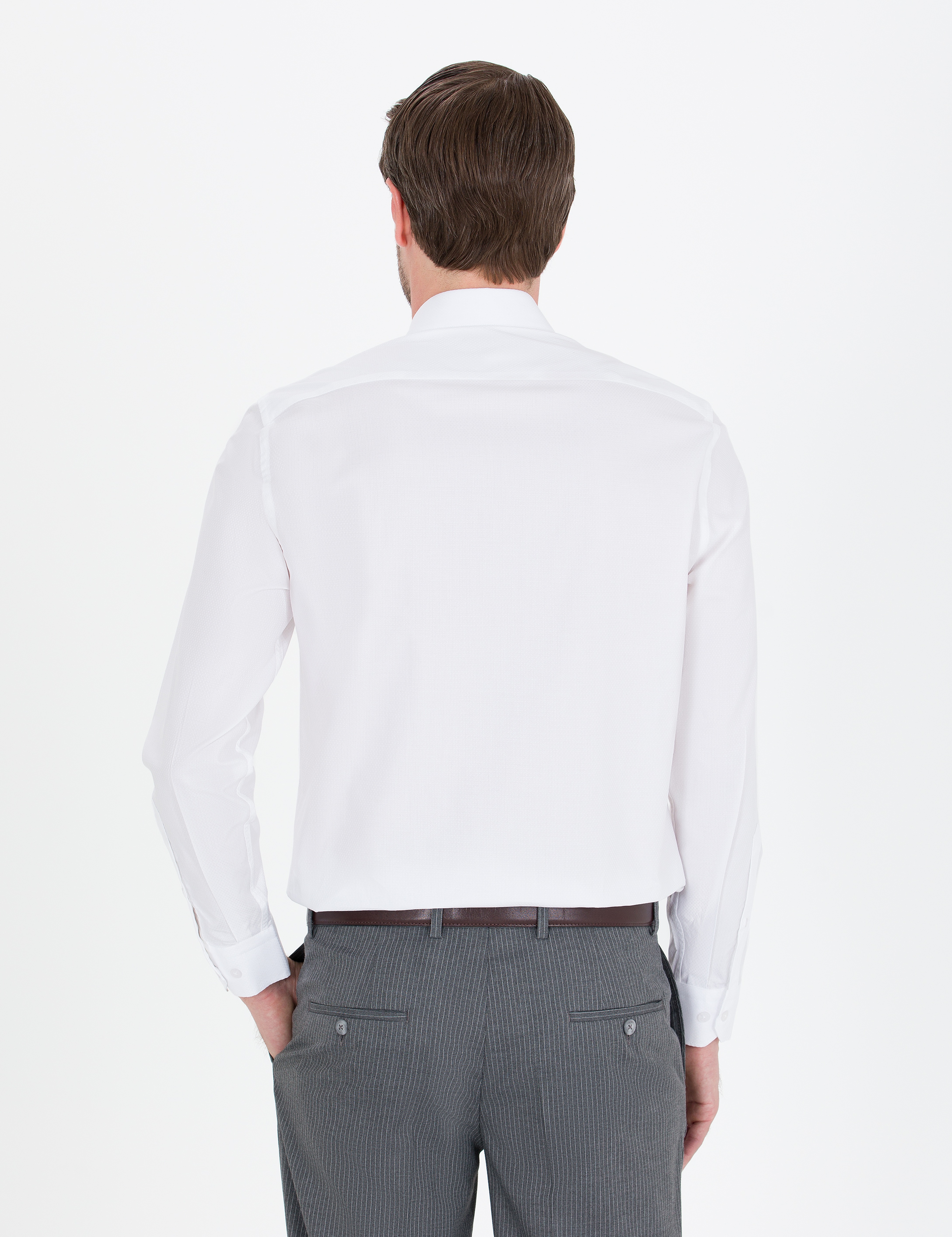 Beyaz Slim Fit Uzun Kollu Gömlek - Image 5