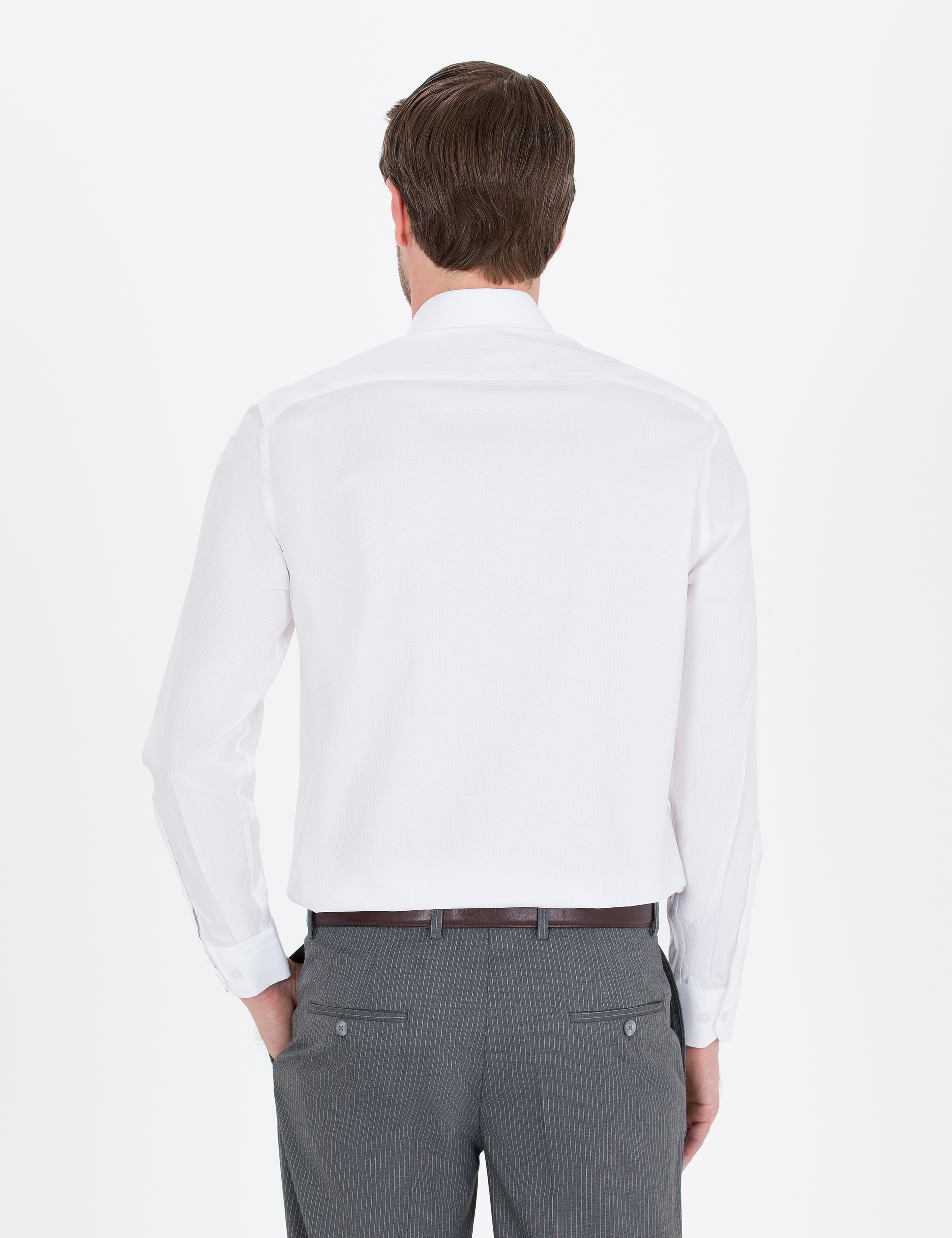 Beyaz Slim Fit Uzun Kollu Gömlek