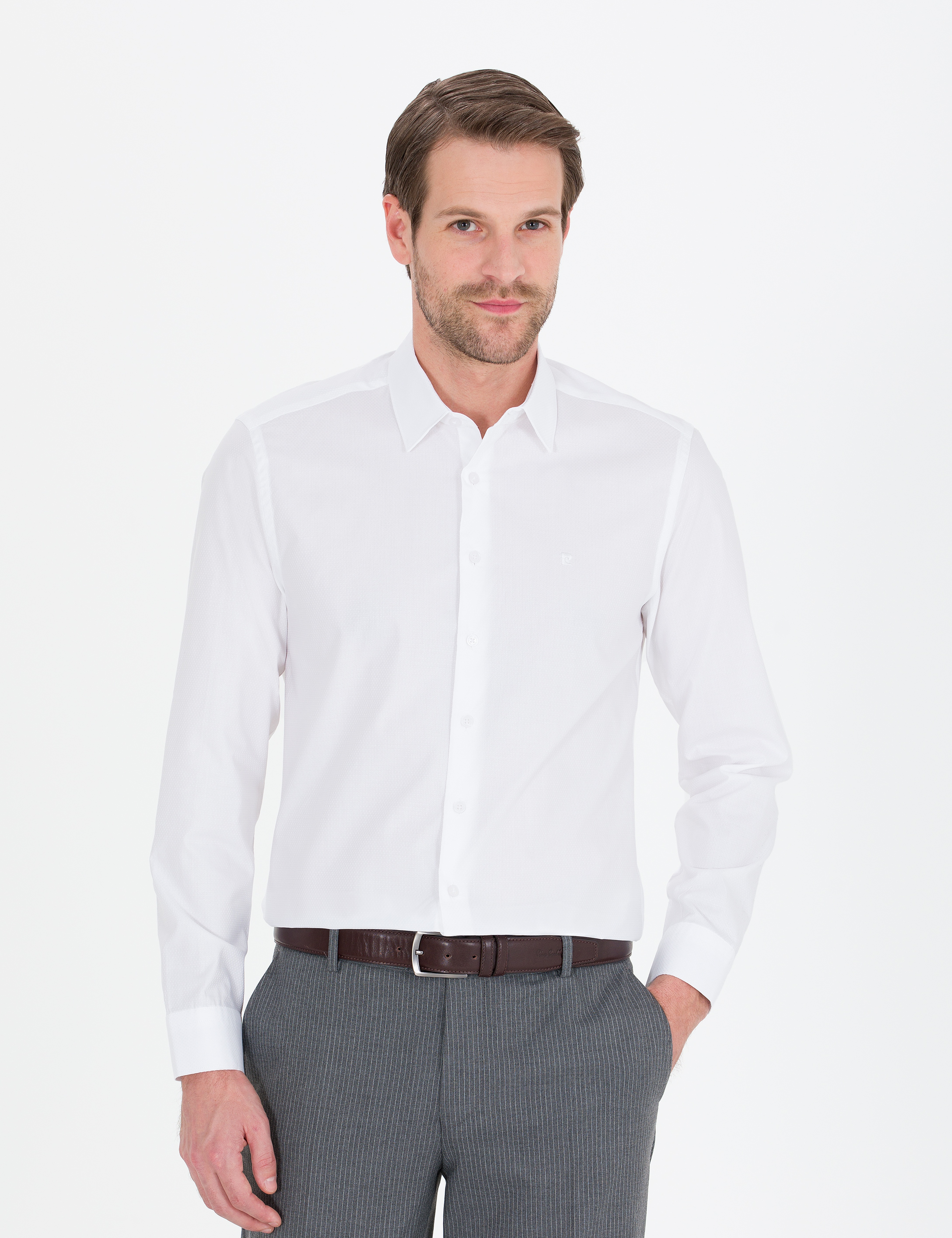 Beyaz Slim Fit Uzun Kollu Gömlek