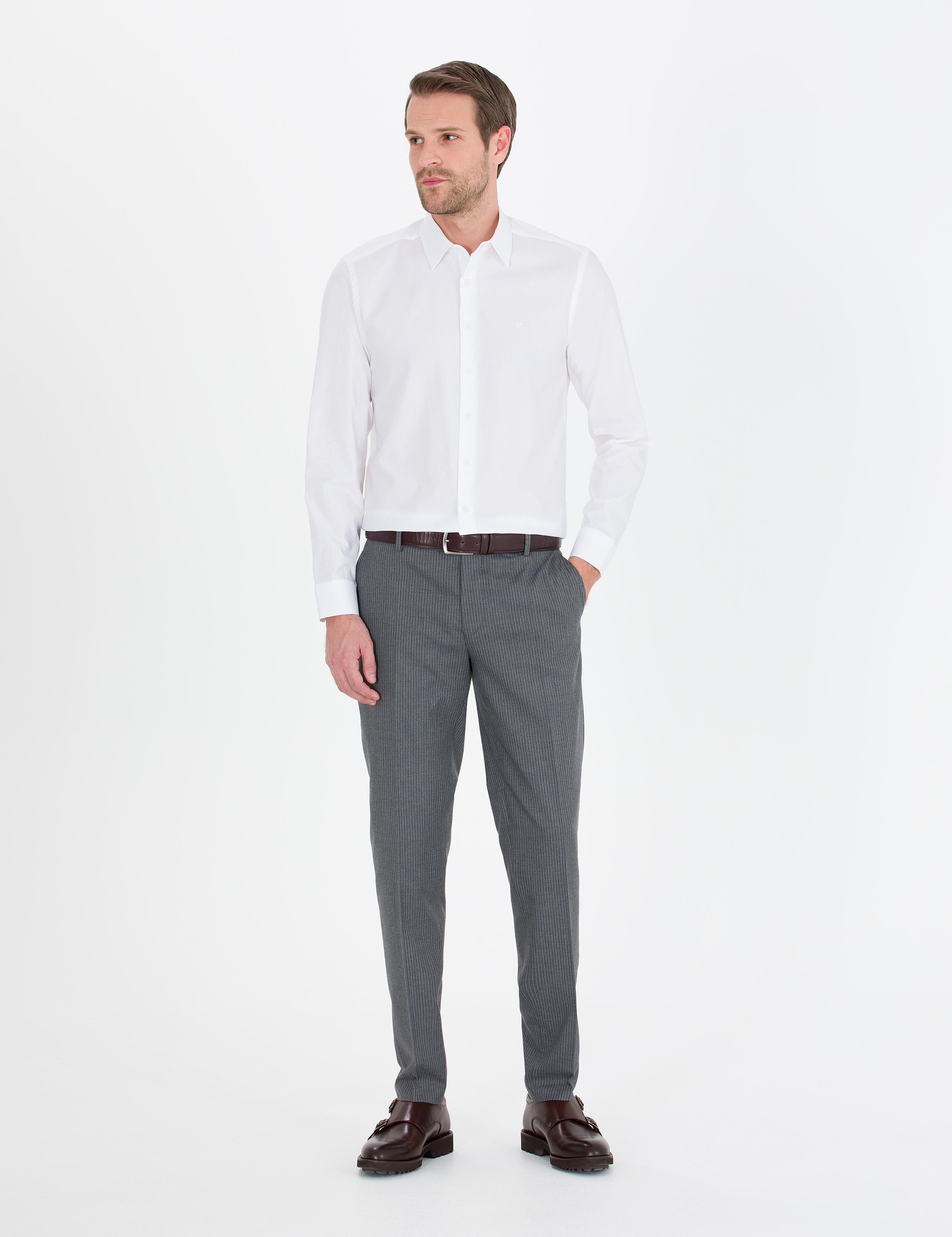 Beyaz Slim Fit Uzun Kollu Gömlek