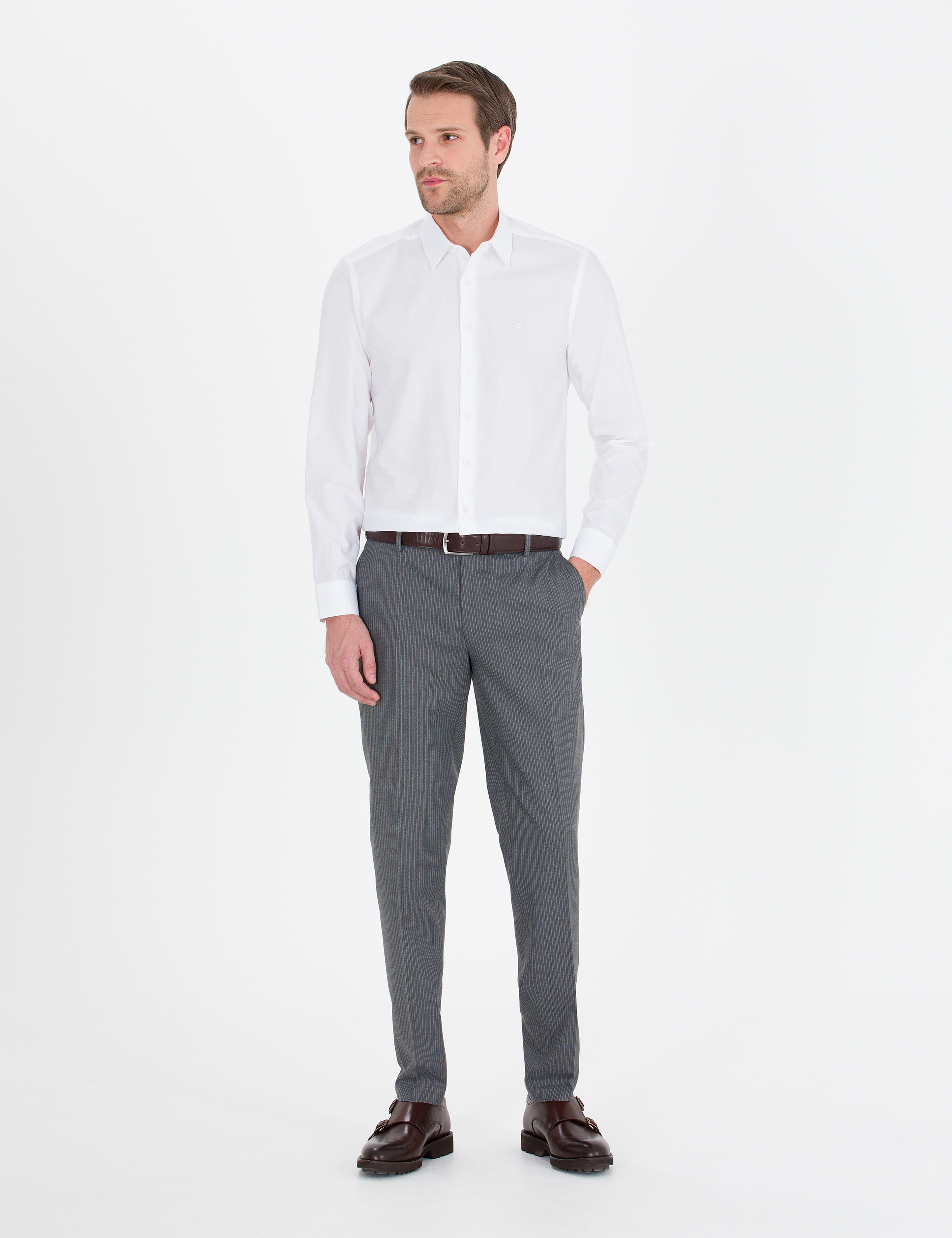 Beyaz Slim Fit Uzun Kollu Gömlek