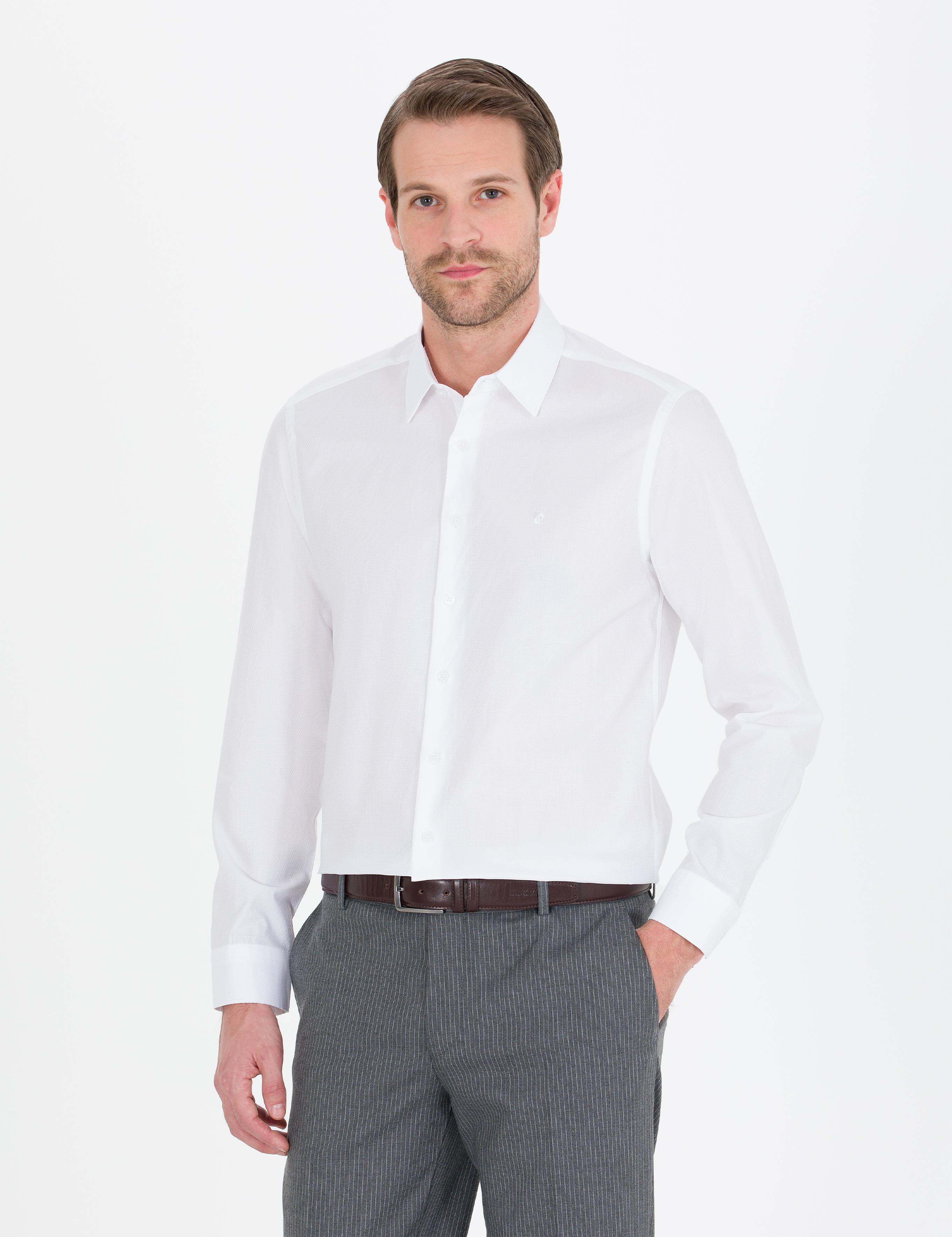 Beyaz Slim Fit Uzun Kollu Gömlek