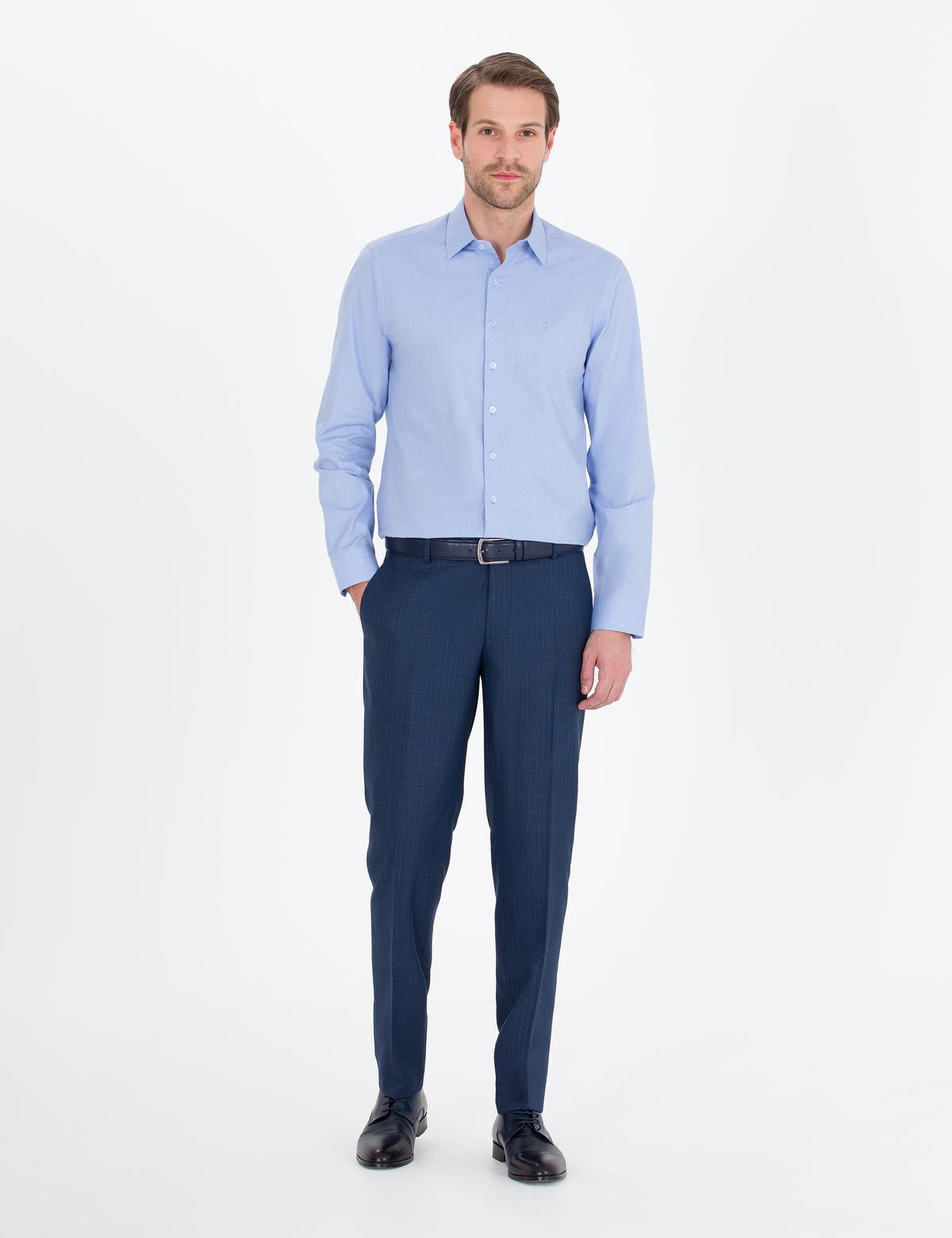 Açık Mavi Slim Fit Uzun Kollu Gömlek - 50269375015