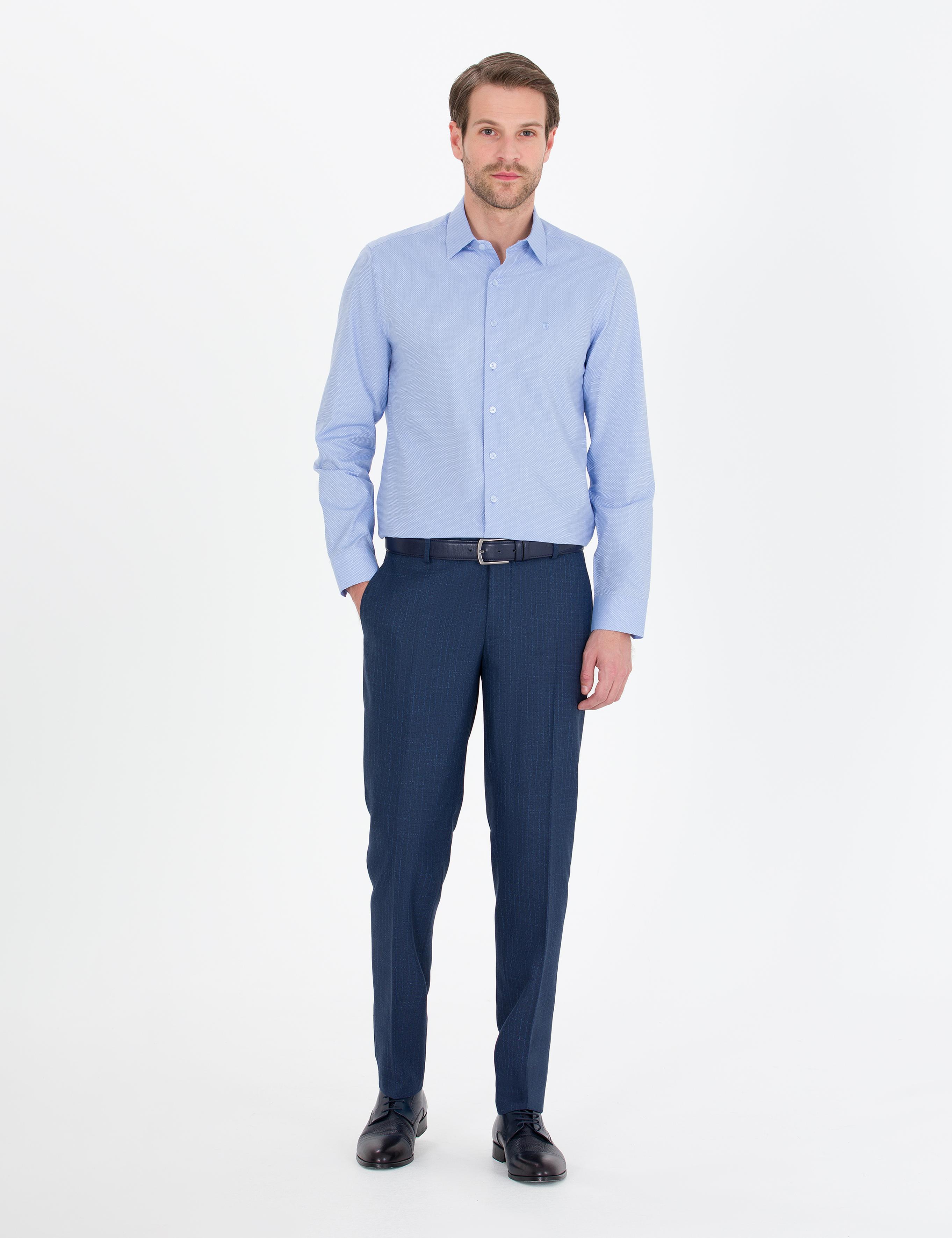 Açık Mavi Slim Fit Uzun Kollu Gömlek