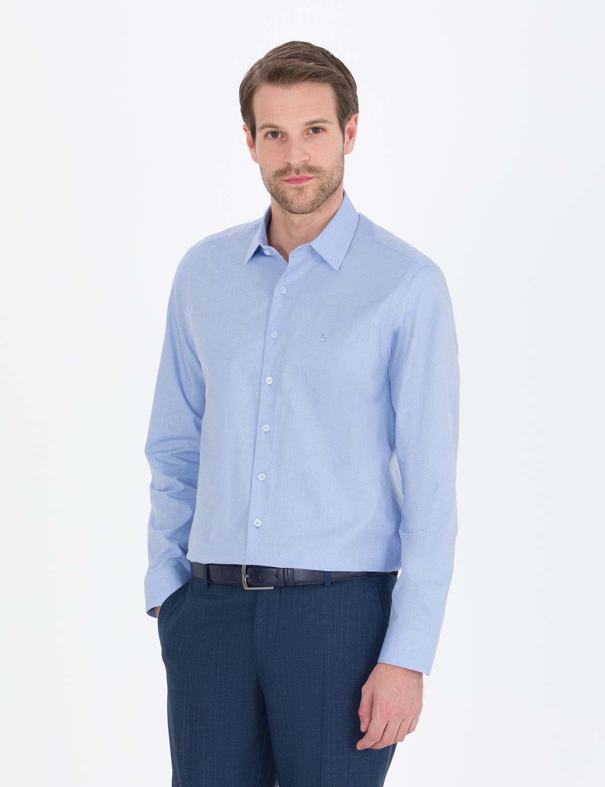 Açık Mavi Slim Fit Uzun Kollu Gömlek - 50269375015