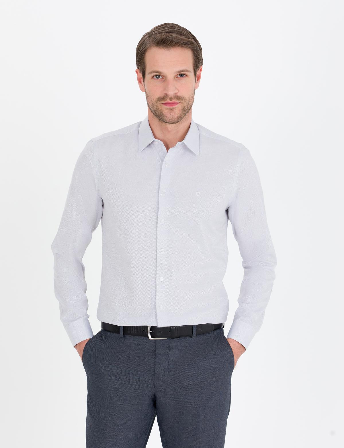 Gri Slim Fit Uzun Kollu Gömlek