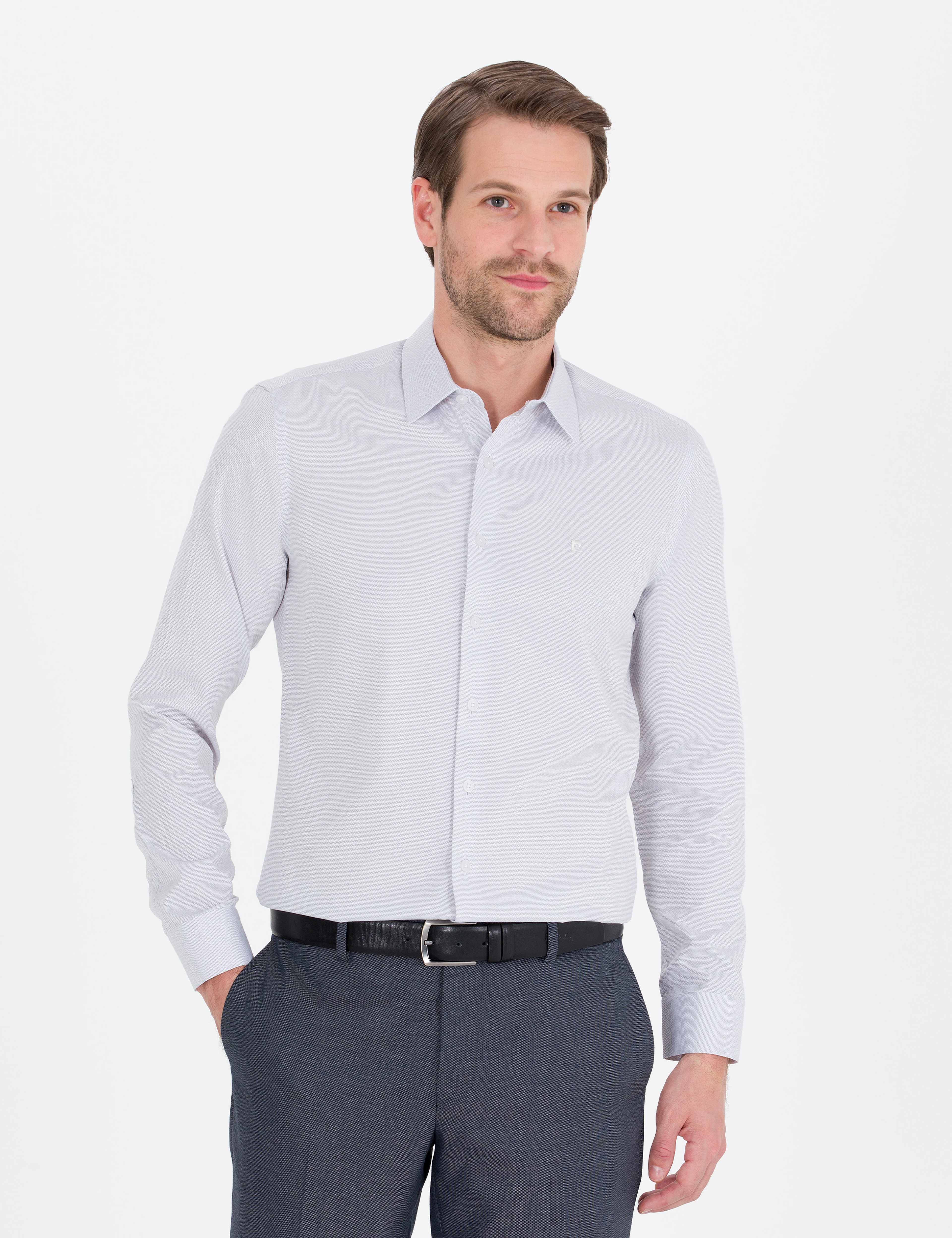 Gri Slim Fit Uzun Kollu Gömlek - Image 3