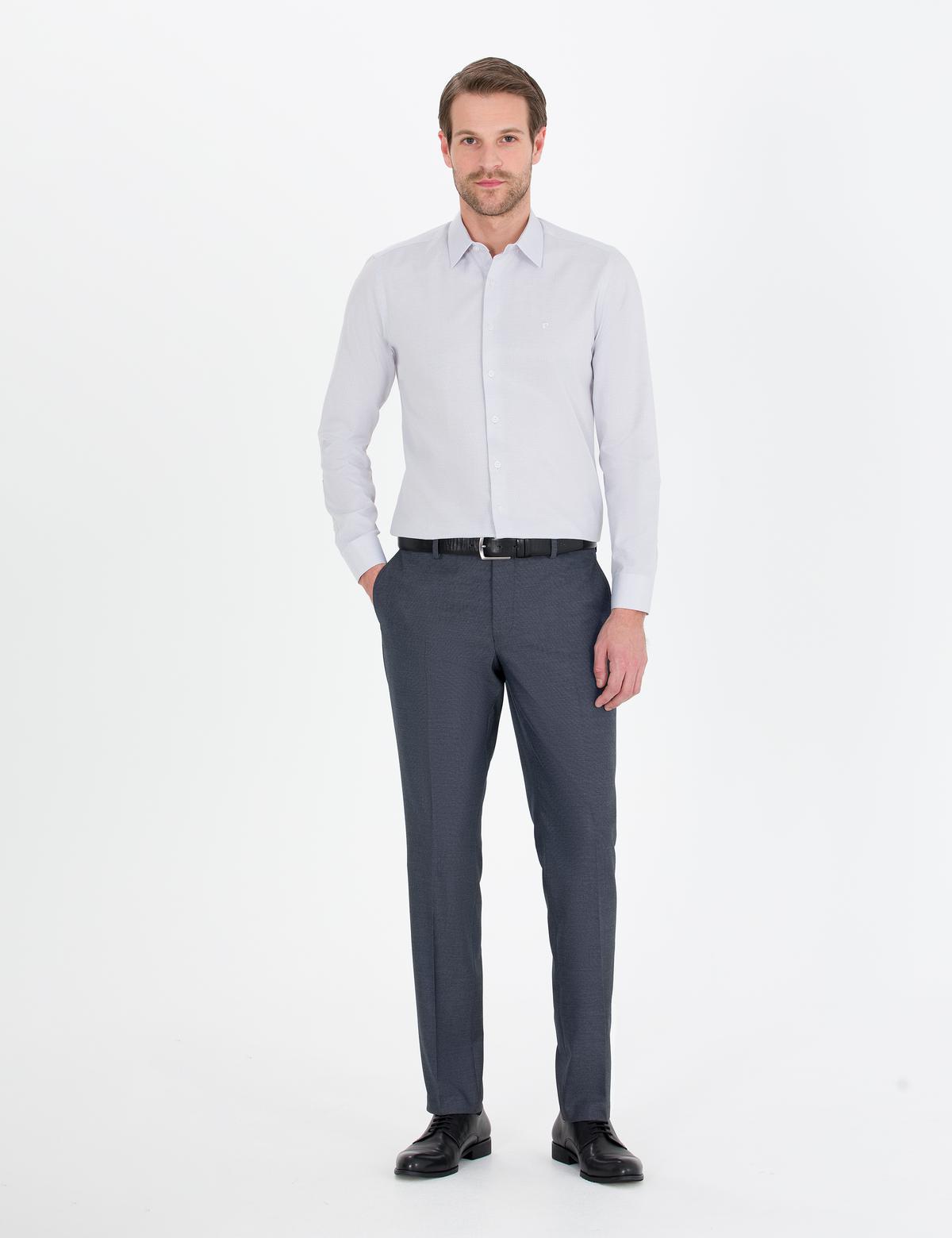 Gri Slim Fit Uzun Kollu Gömlek - 50269449015