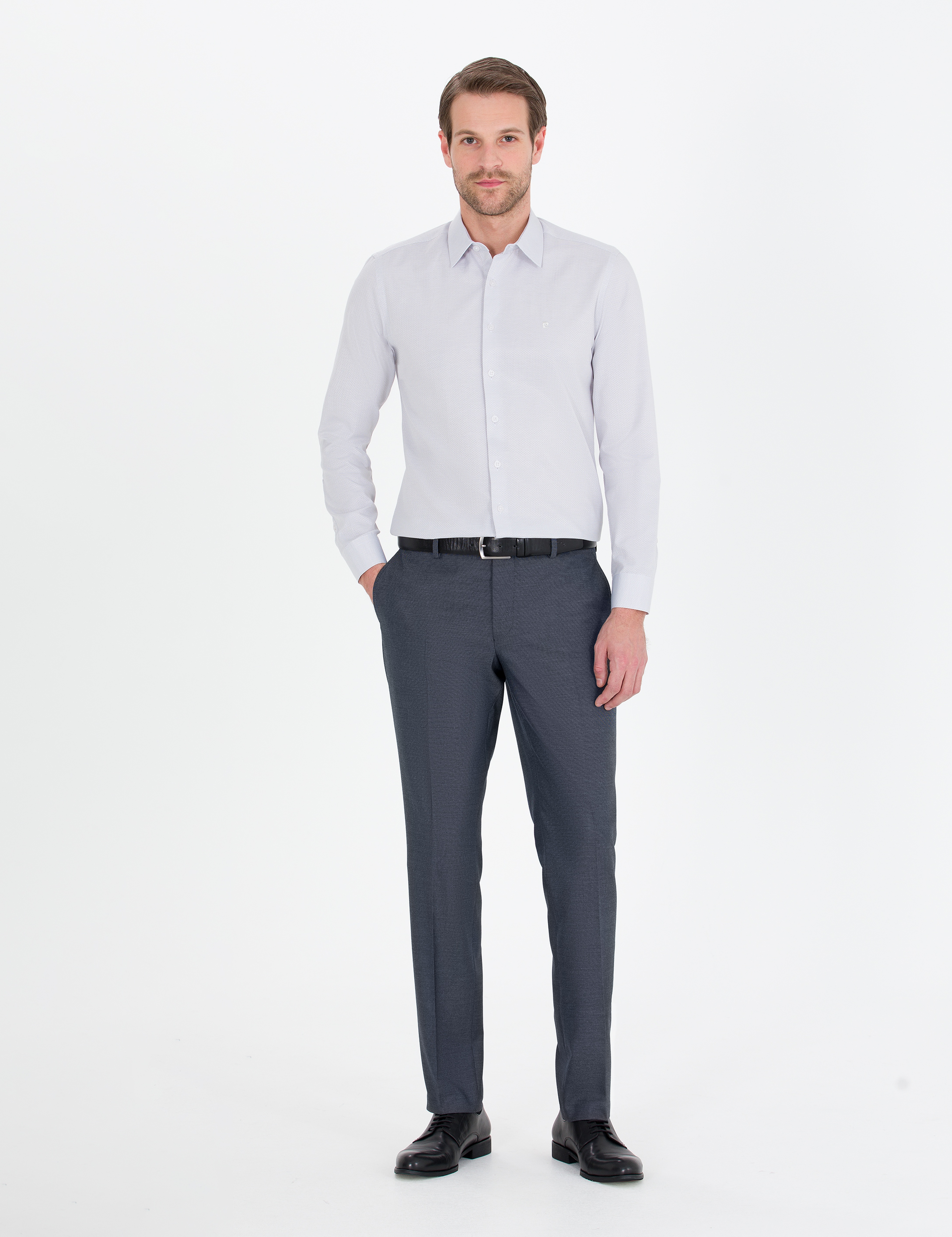 Gri Slim Fit Uzun Kollu Gömlek - Image 4