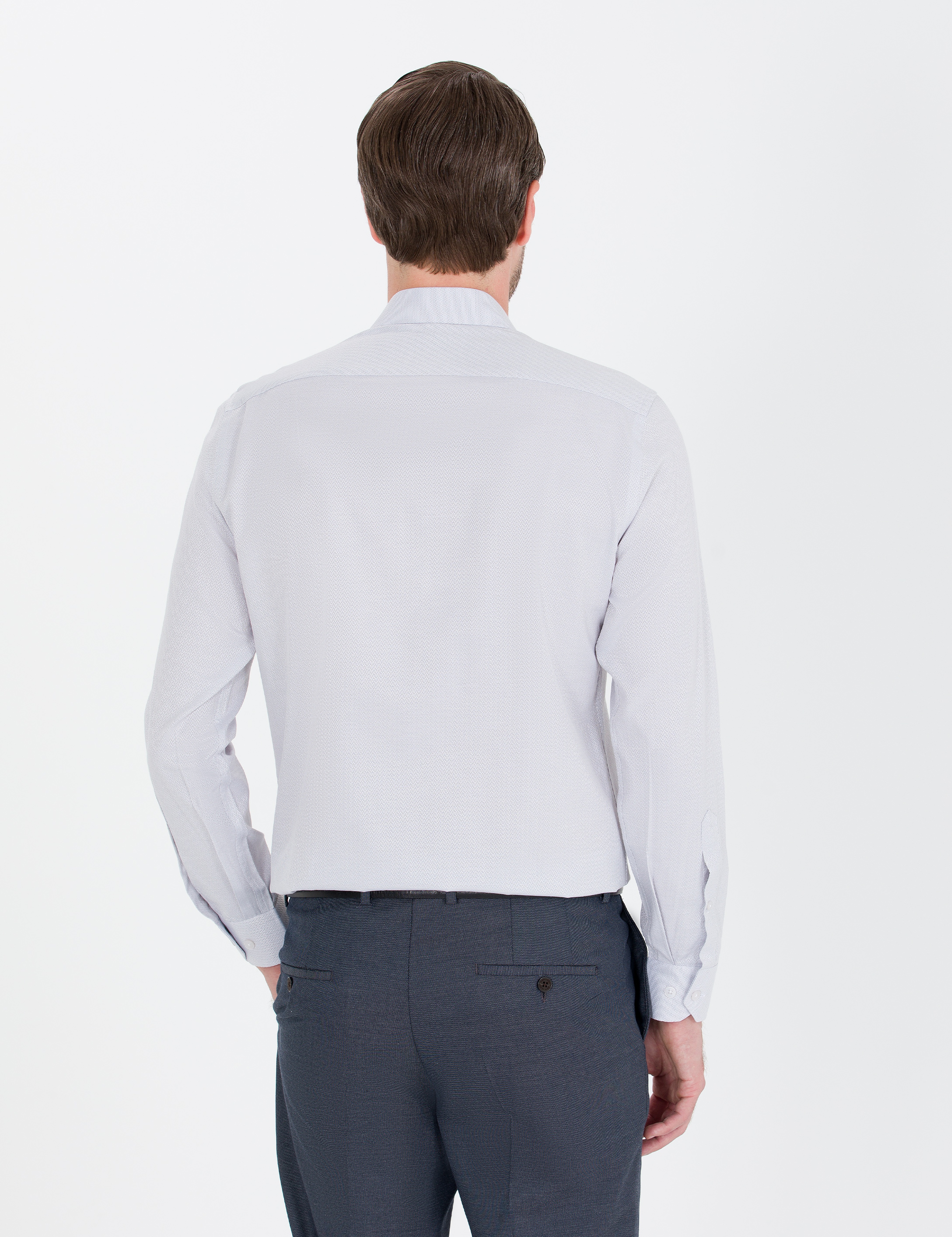 Gri Slim Fit Uzun Kollu Gömlek - Image 5