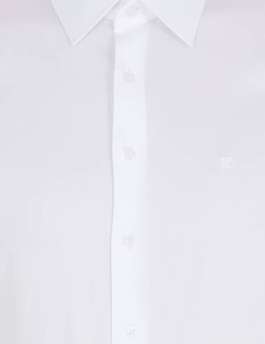 Beyaz %100 Pamuk Parlak Saten Slim Fit Uzun Kollu Basic Gömlek