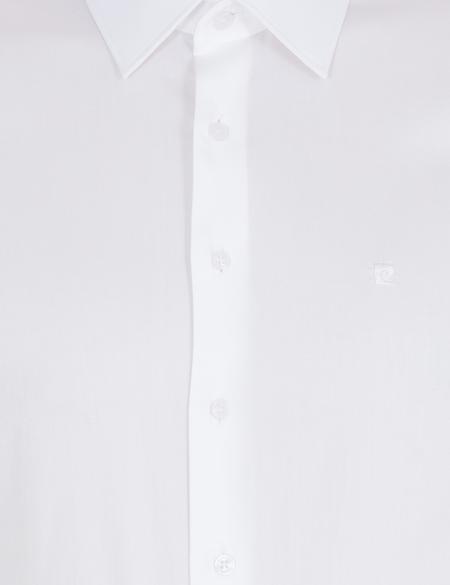 Beyaz Parlak Saten Slim Fit Uzun Kollu Basic Gömlek - 50268201011