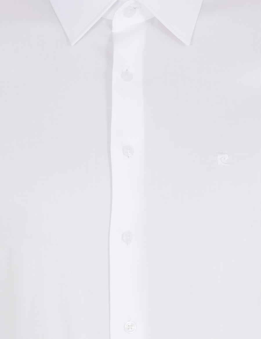 Beyaz Parlak Saten Slim Fit Uzun Kollu Basic Gömlek