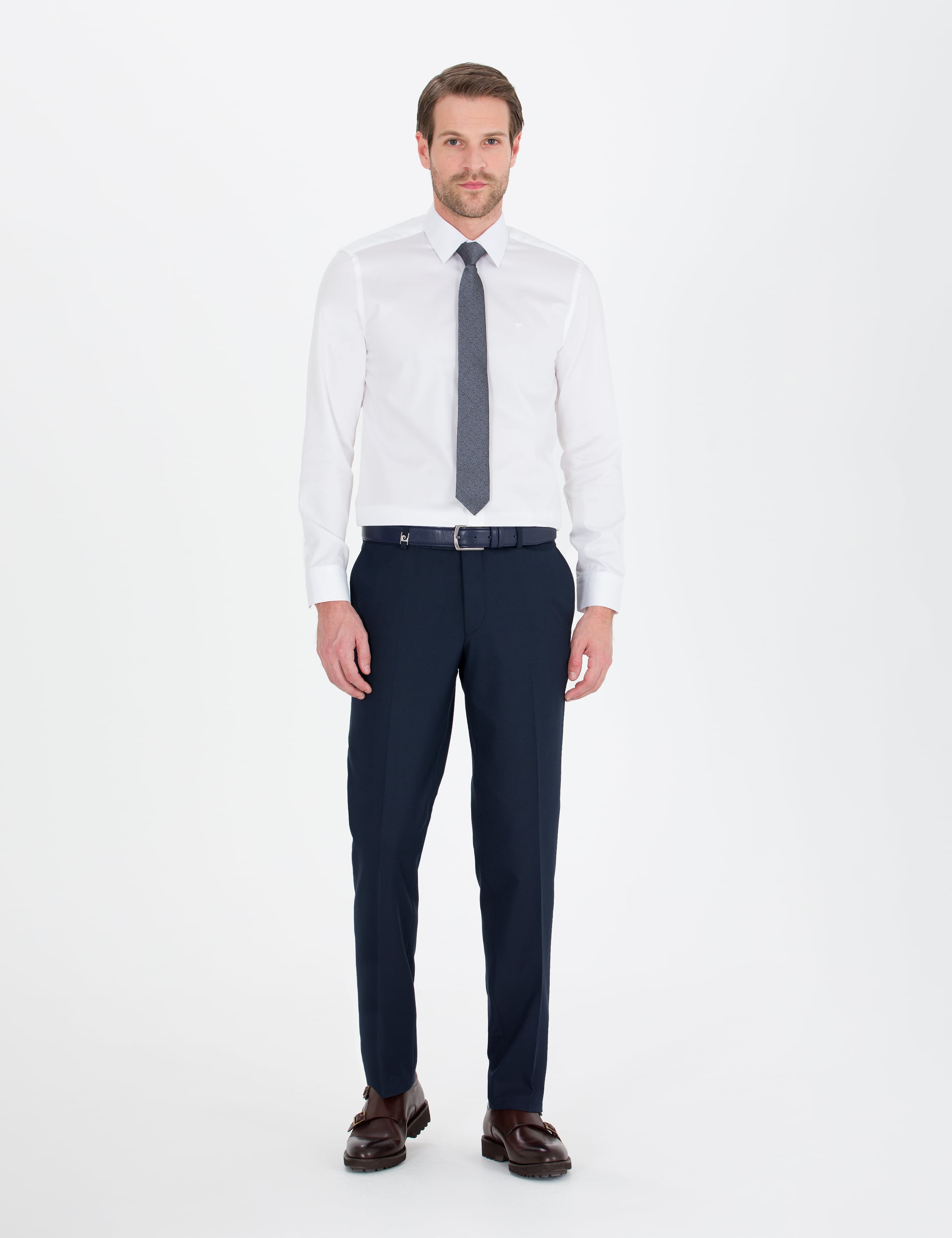 Pierre Cardin Beyaz %100 Pamuk Parlak Saten Slim Fit Uzun Kollu Basic Gömlek görsel 4