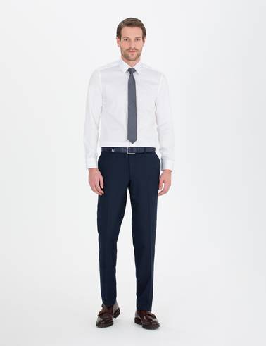 Beyaz %100 Pamuk Parlak Saten Slim Fit Uzun Kollu Basic Gömlek