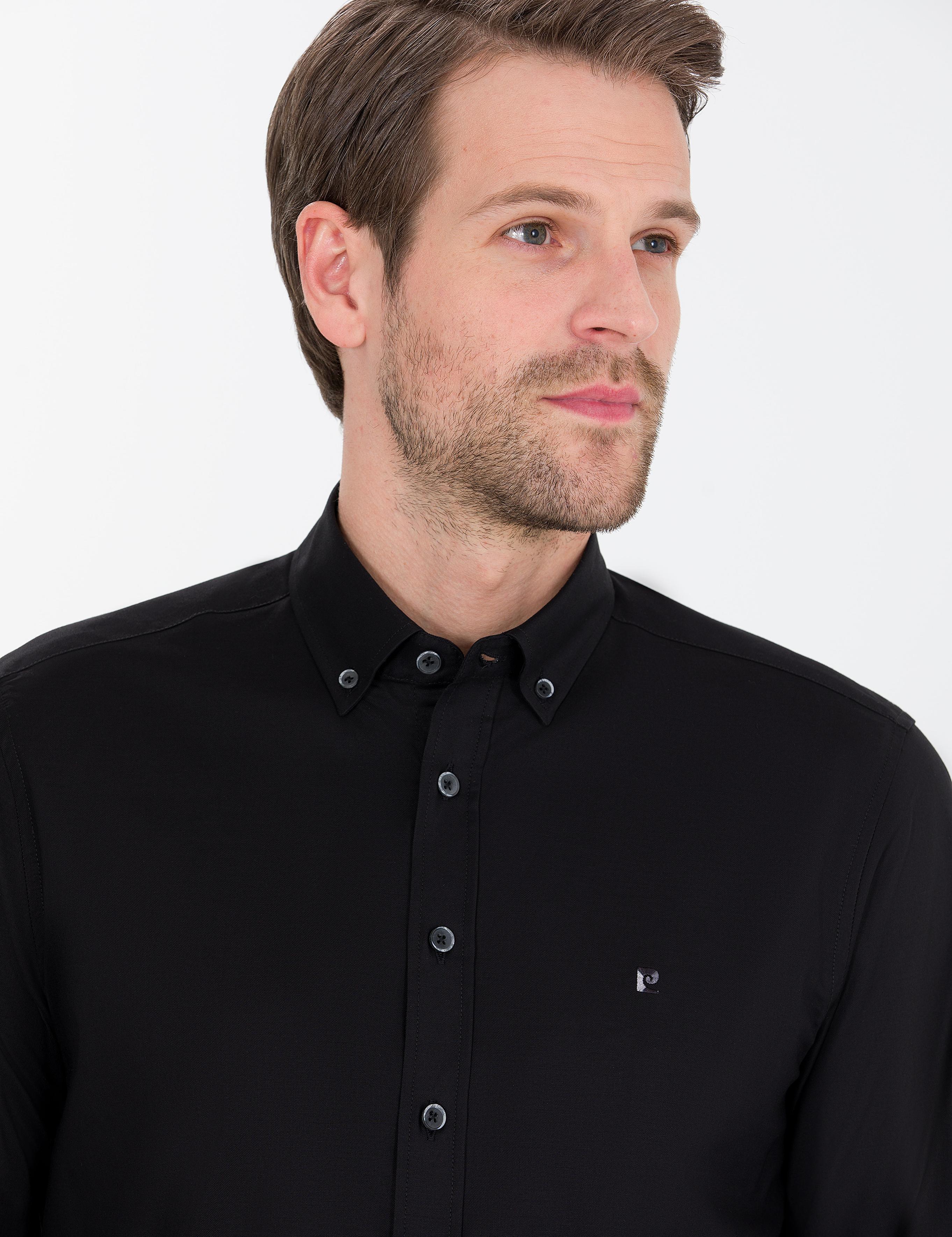 Siyah Slim Fit Uzun Kollu Gömlek