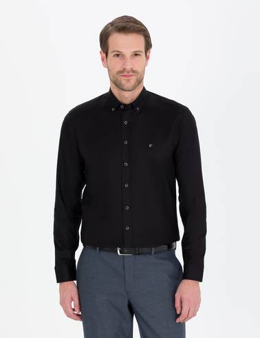 Siyah Slim Fit Uzun Kollu Gömlek