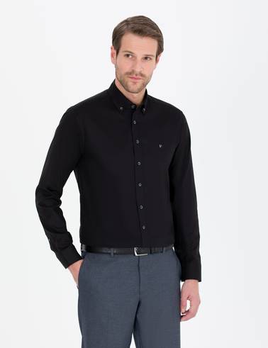 Siyah Slim Fit Uzun Kollu Gömlek