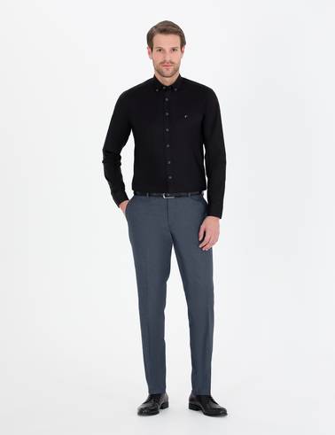 Siyah Slim Fit Uzun Kollu Gömlek