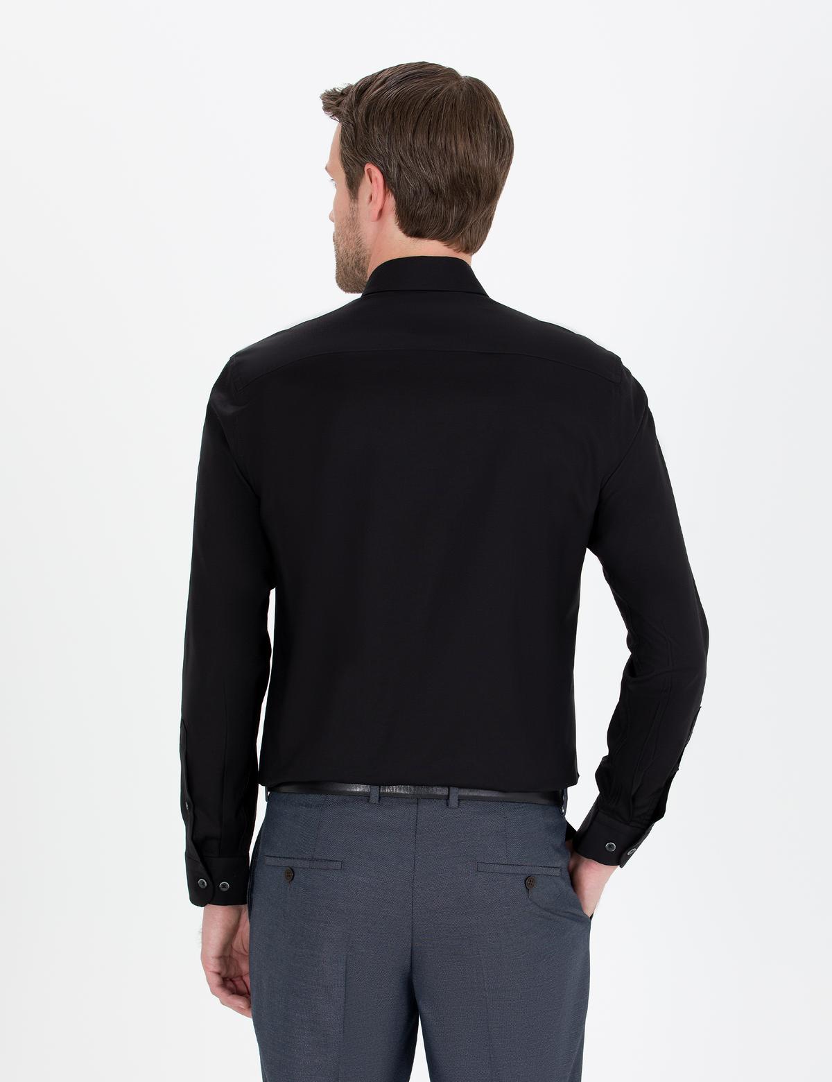 Siyah Slim Fit Uzun Kollu Gömlek - 50267329045