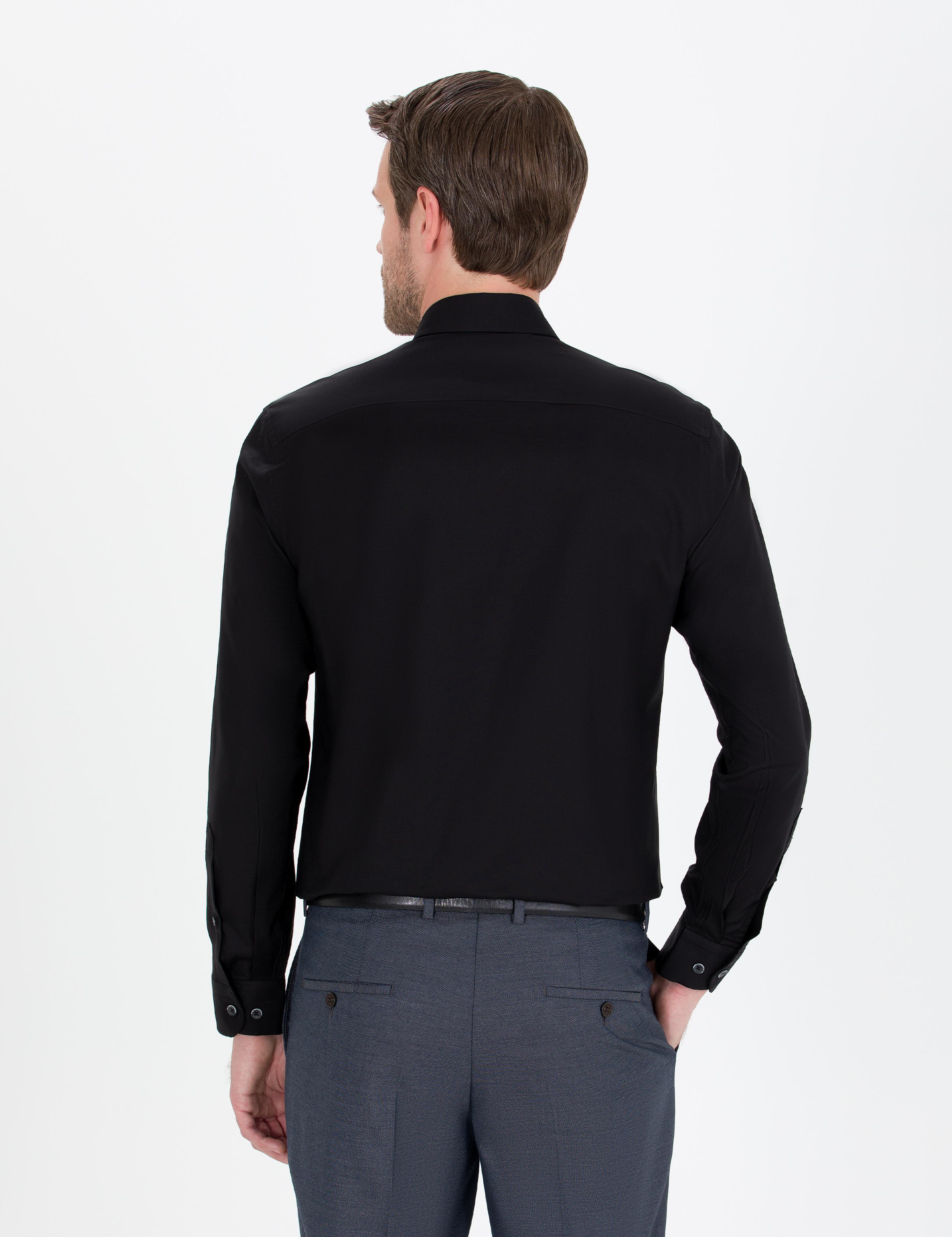 Siyah Slim Fit Uzun Kollu Gömlek