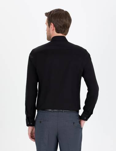 Siyah Slim Fit Uzun Kollu Gömlek